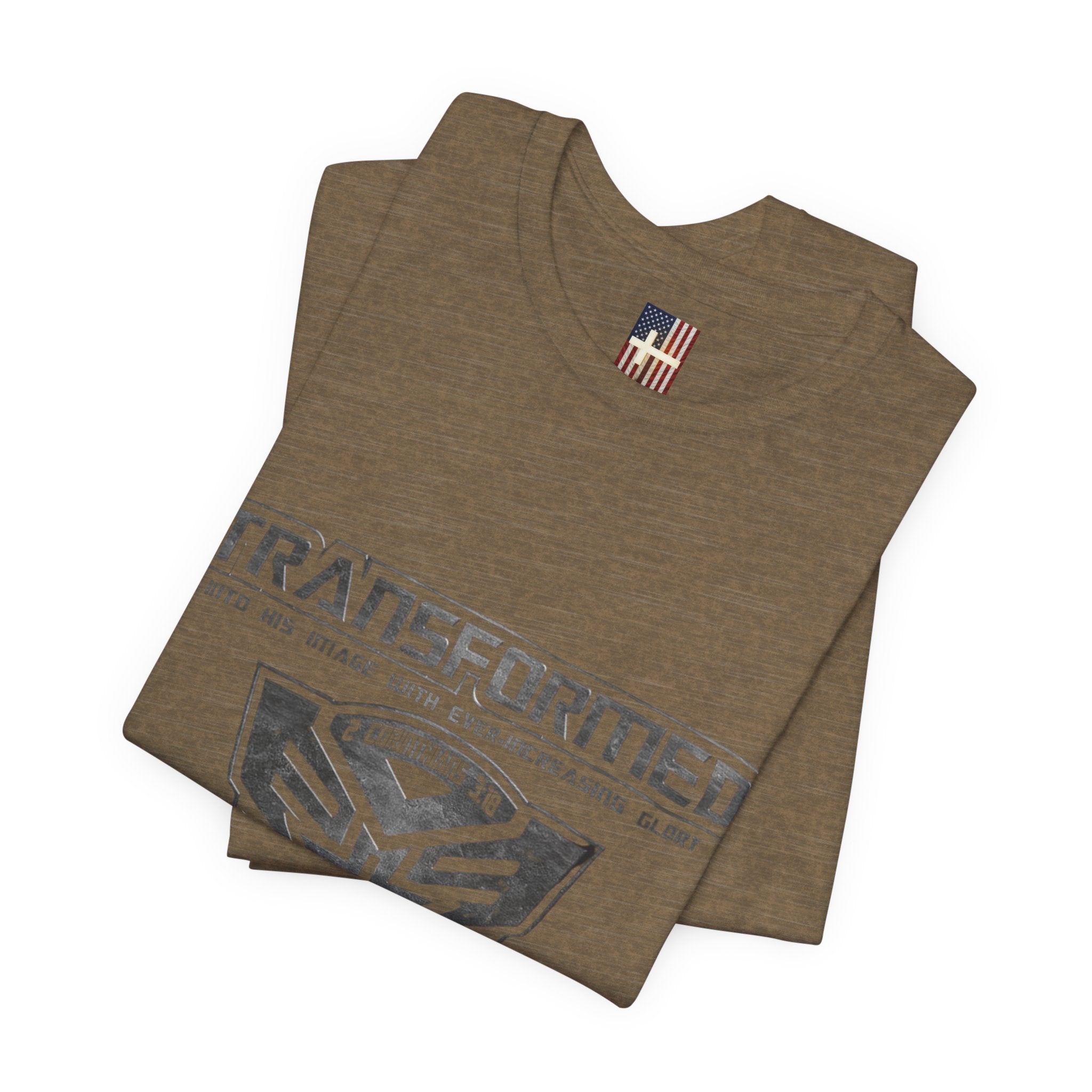 Transformer Logo Christian T-shirt | 2 Corinthians 3:18 Bible Verse T-shirt Printify