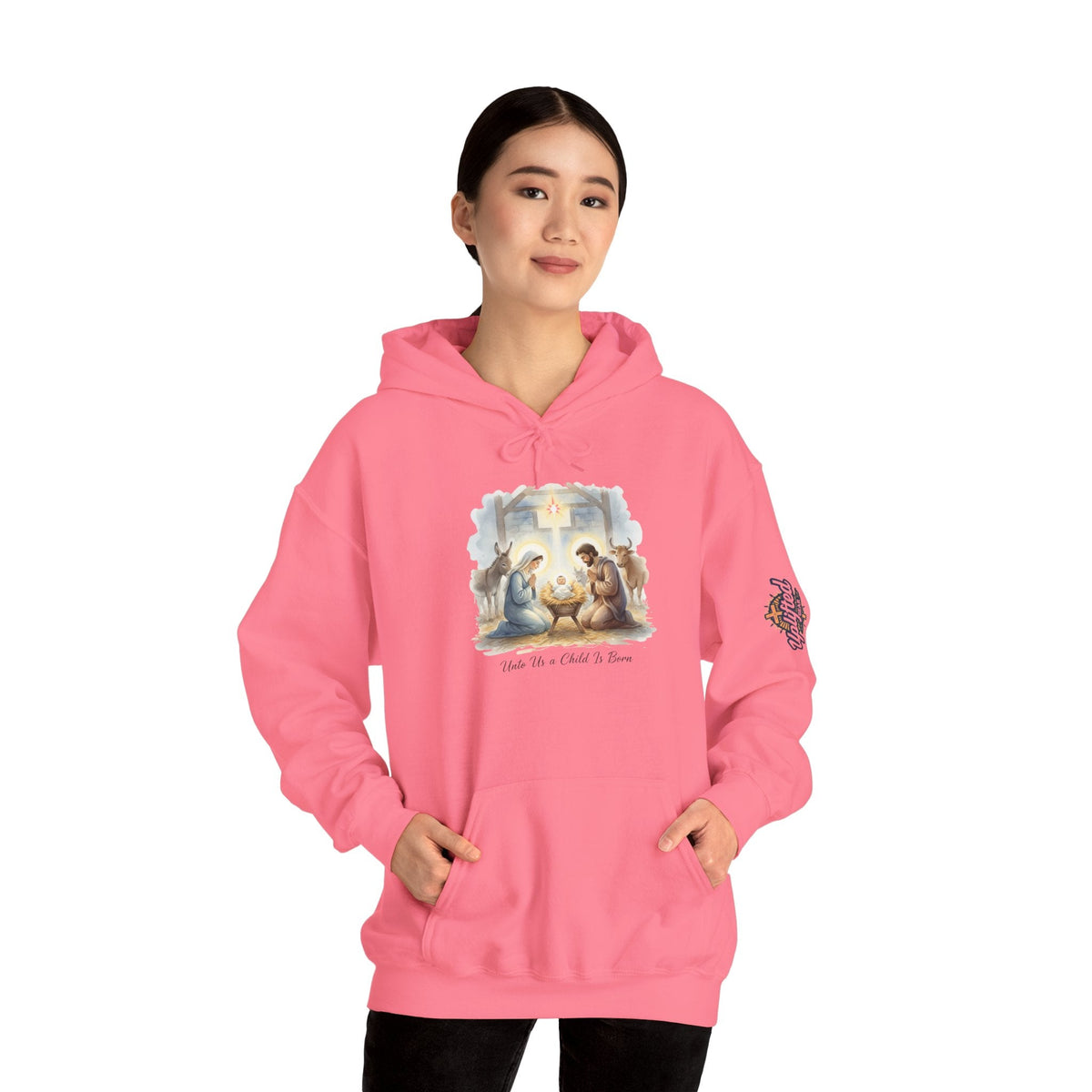 Unto Us a Child is Born Hoodie – Isaiah 9:6 Nativity Manger Scene Christian Christmas Sweatshirt for Holy Night Faith Printify