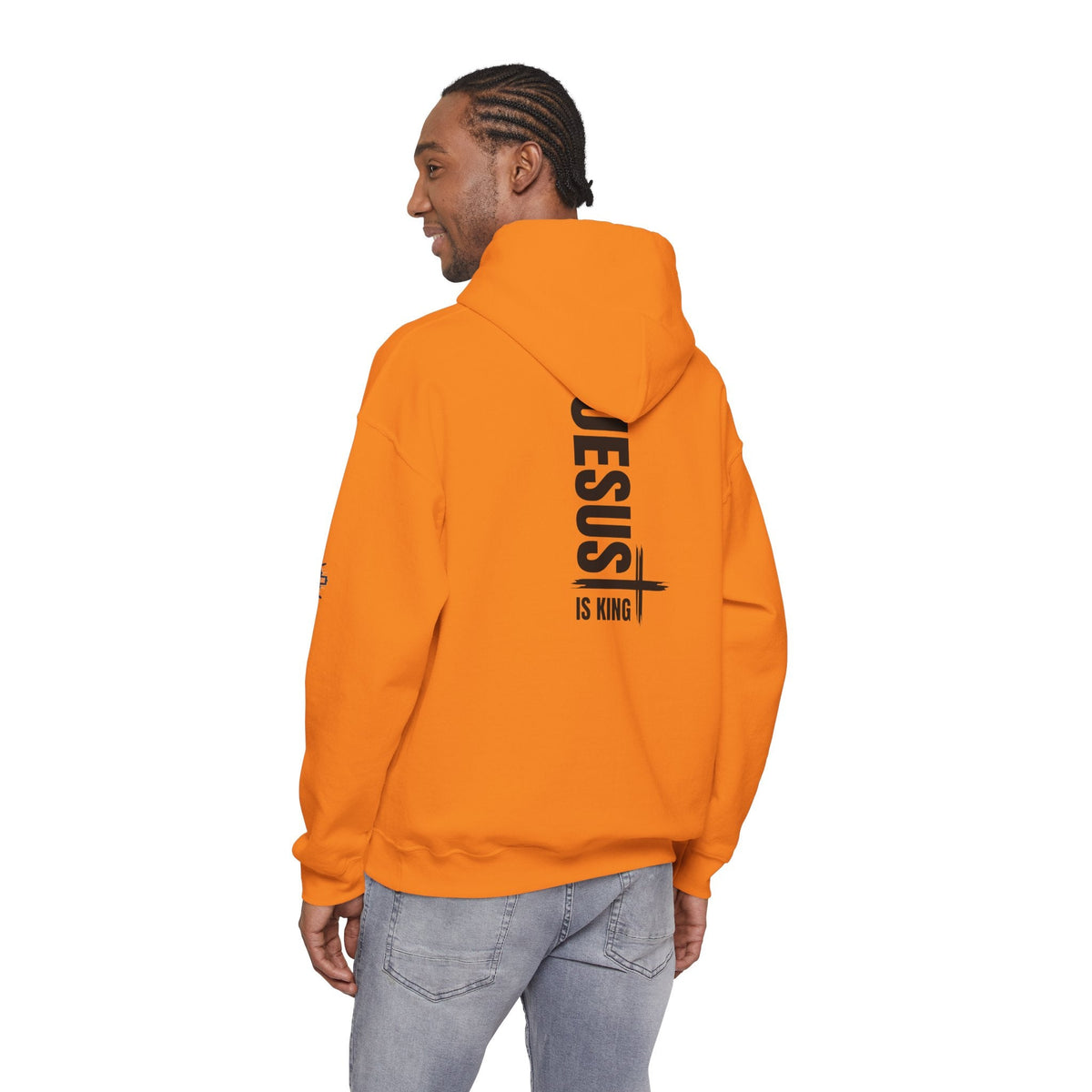 Jesus Is King Hoodie | Modern Typographic Cross Christian Hoodie Printify