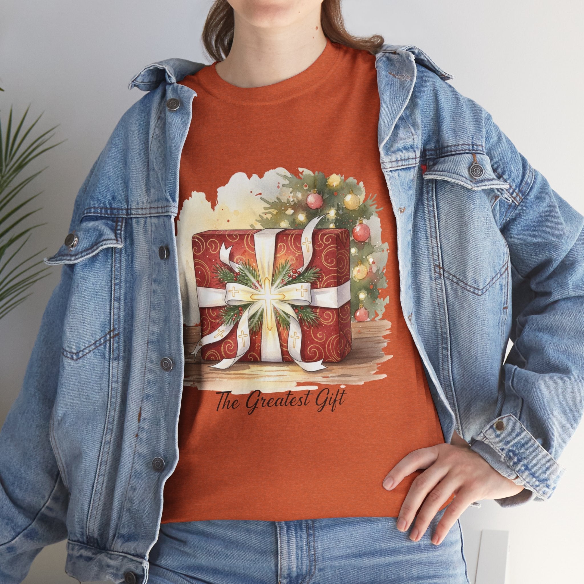 The Greatest Gift T-shirt – Cross Bow Present Christian T-shirt for Christmas Salvation & Eternal Faith Printify