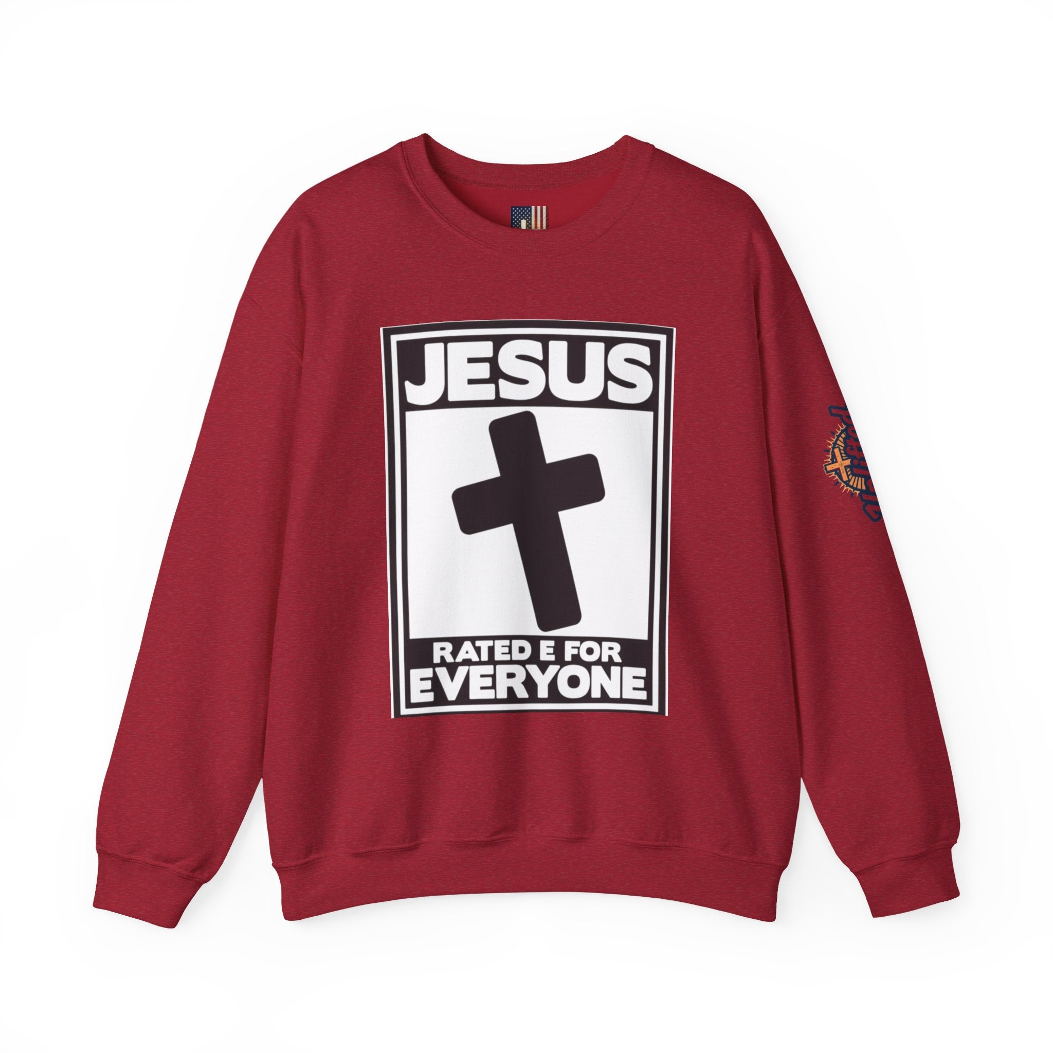 Jesus, Rated E for Everyone Sweatshirt - Gamer Faith Sweatshirt - Christian Video Game Parody Printify