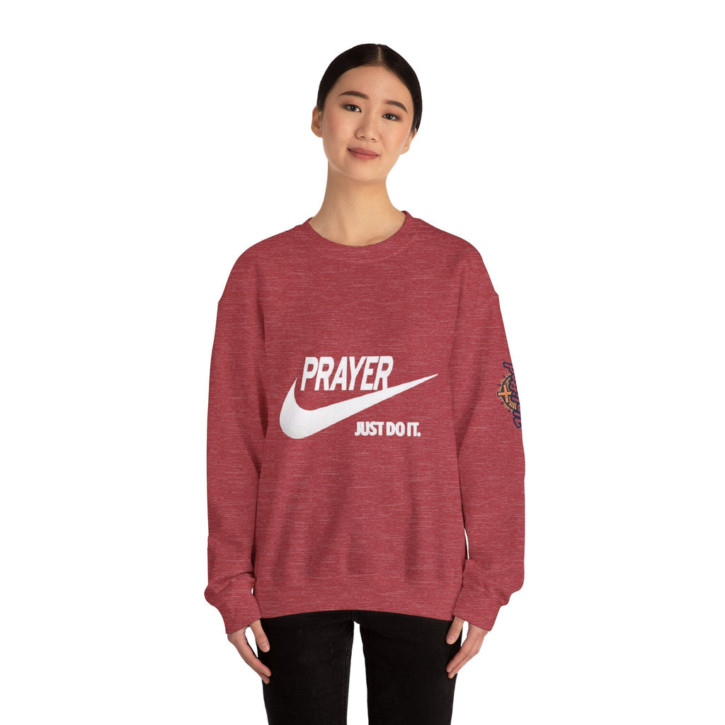 Prayer Just Do It Sweatshirt - Funny Christian Nike Parody Sweatshirt - Faith Gear Printify