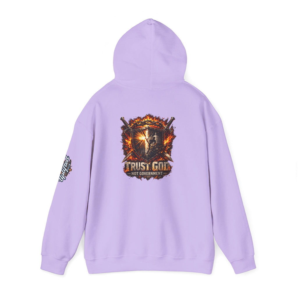 Trust God Not Government Shield Hoodie — Patriotic Christian Faith Hoodie Printify