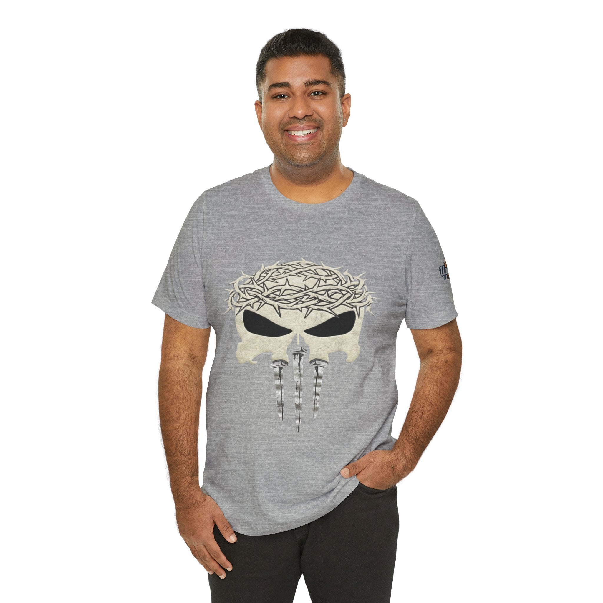 Christian Skull T-shirt - Crown of Thorns & Nails - Warrior Faith T-shirt Printify