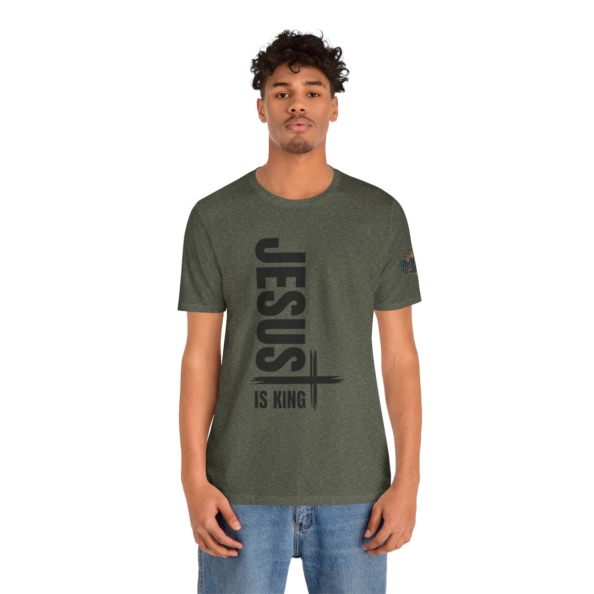 Jesus Is King T-shirt | Modern Typographic Cross Christian T-shirt Printify