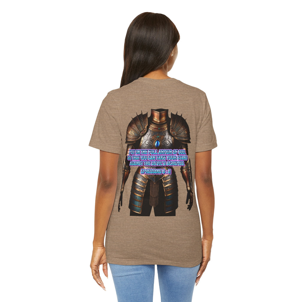 Religious Graphic Tee with Armor Of God Design Unisex Jersey Short Sleeve Tee Printify