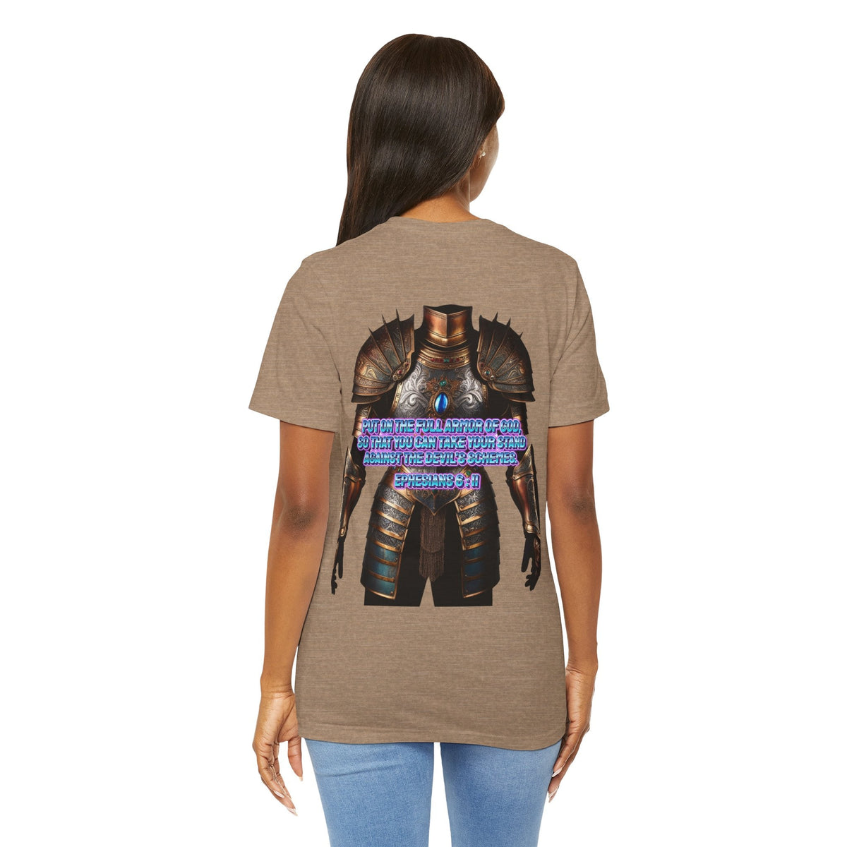 Religious Graphic Tee with Armor Of God Design Unisex Jersey Short Sleeve Tee Printify