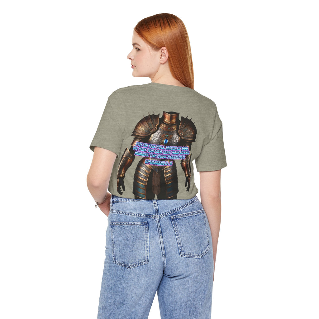 Religious Graphic Tee with Armor Of God Design Unisex Jersey Short Sleeve Tee Printify