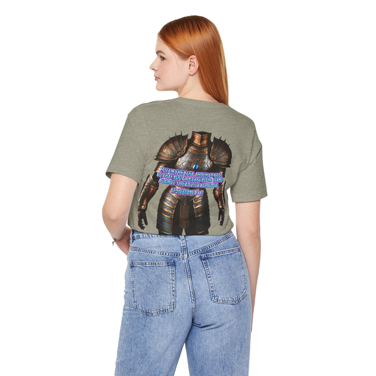 Religious Graphic Tee with Armor Of God Design Unisex Jersey Short Sleeve Tee Printify