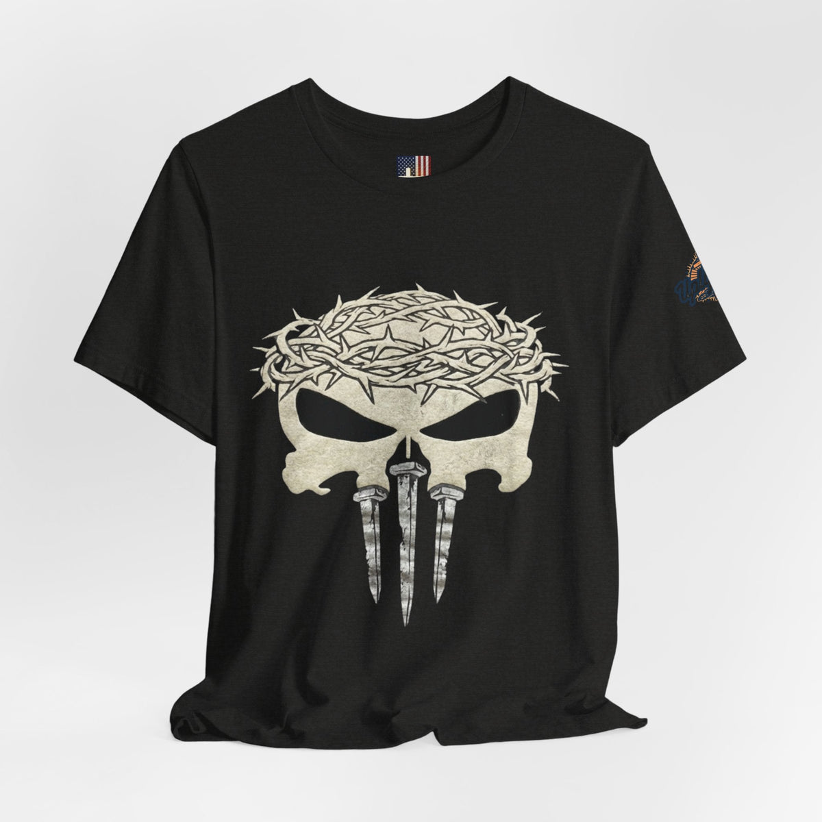 Christian Skull T-shirt - Crown of Thorns & Nails - Warrior Faith T-shirt Printify