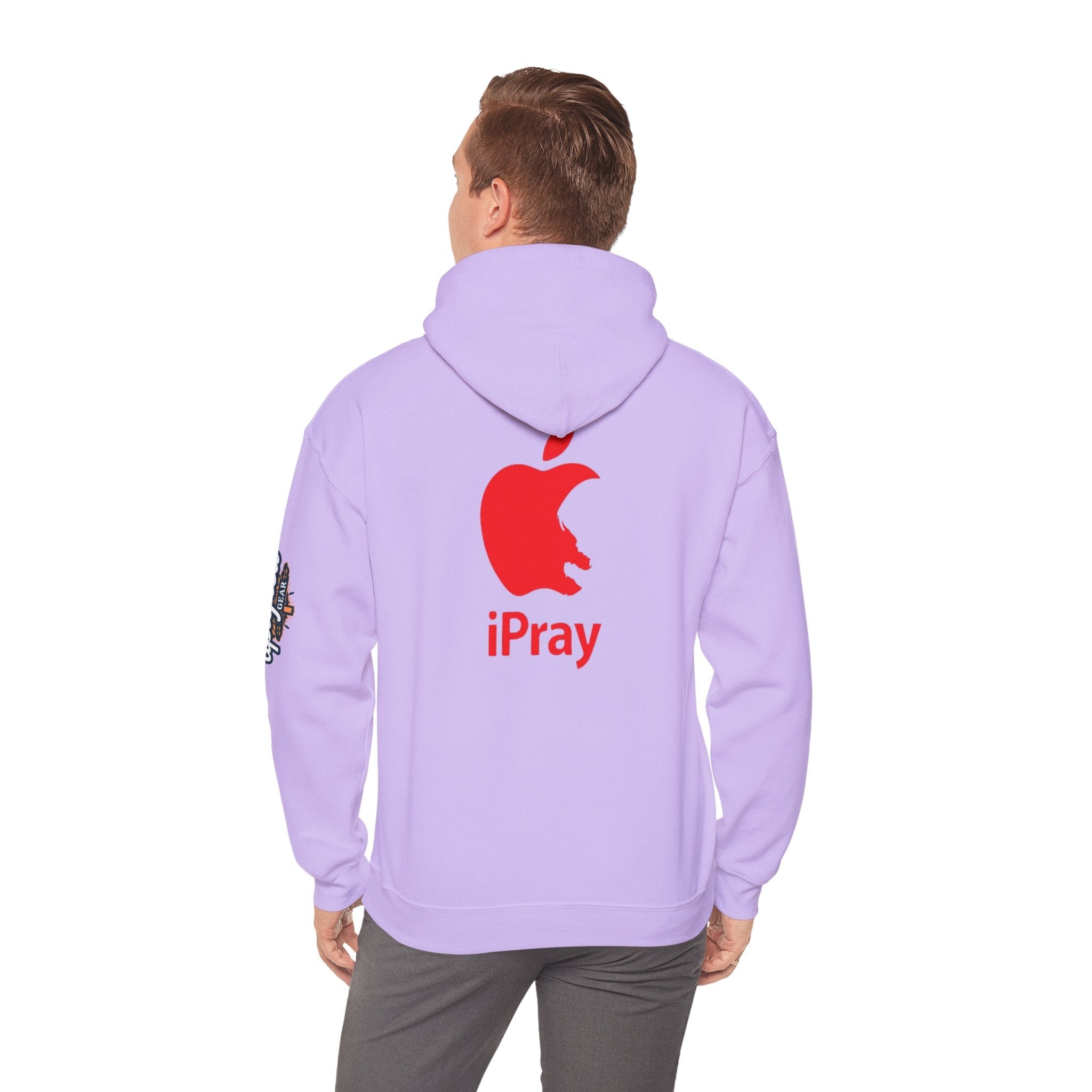 iPray Apple Logo Hoodie — Funny Christian Hoodie (Minimal Red Apple Graphic) Printify