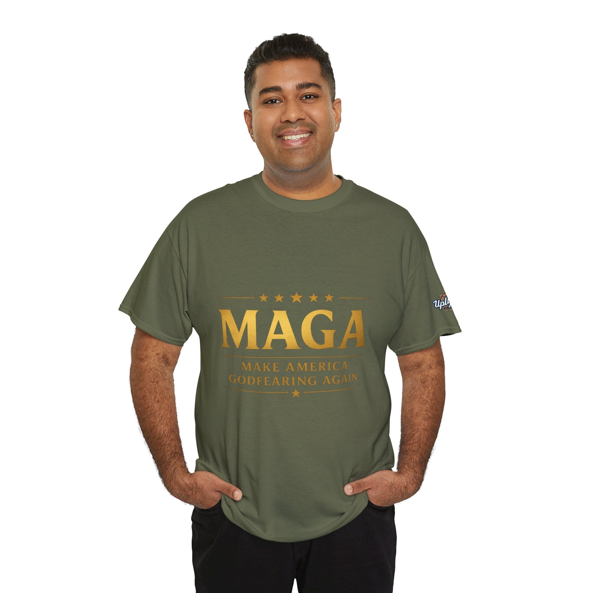 MAGA Gold Letter T-Shirt — "Make America Great Again" Printify