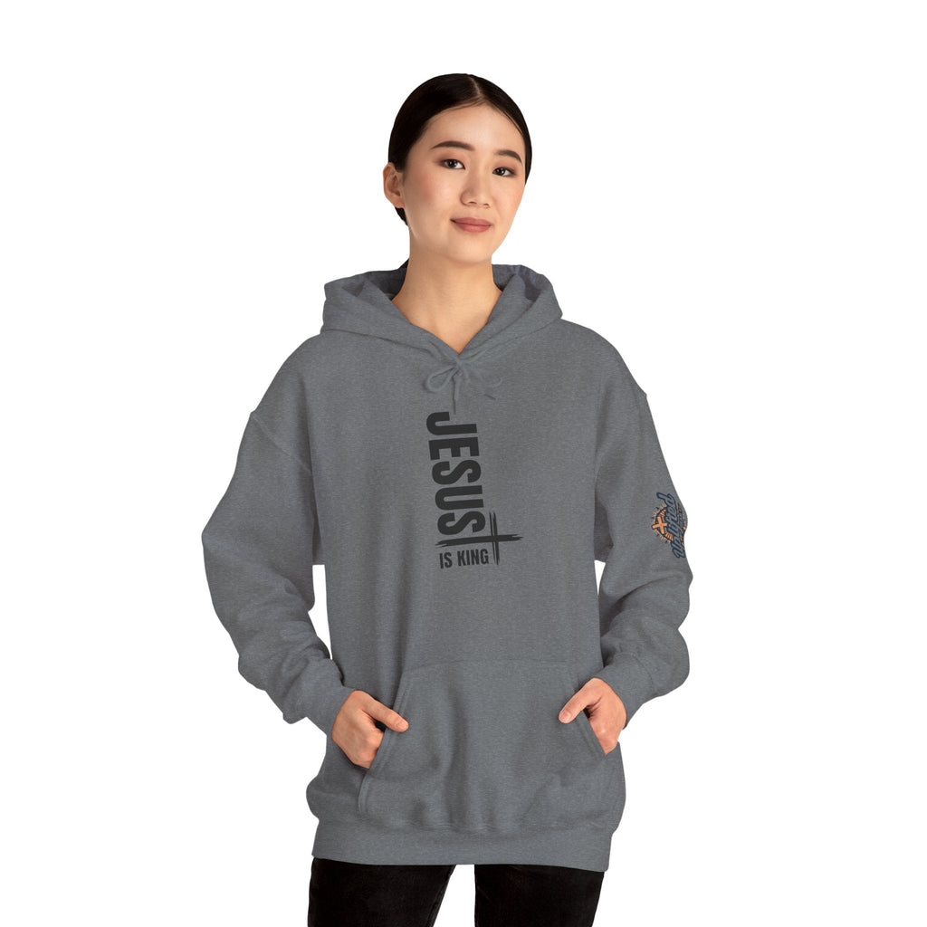 Jesus Is King Hoodie | Modern Typographic Cross Christian Hoodie Printify