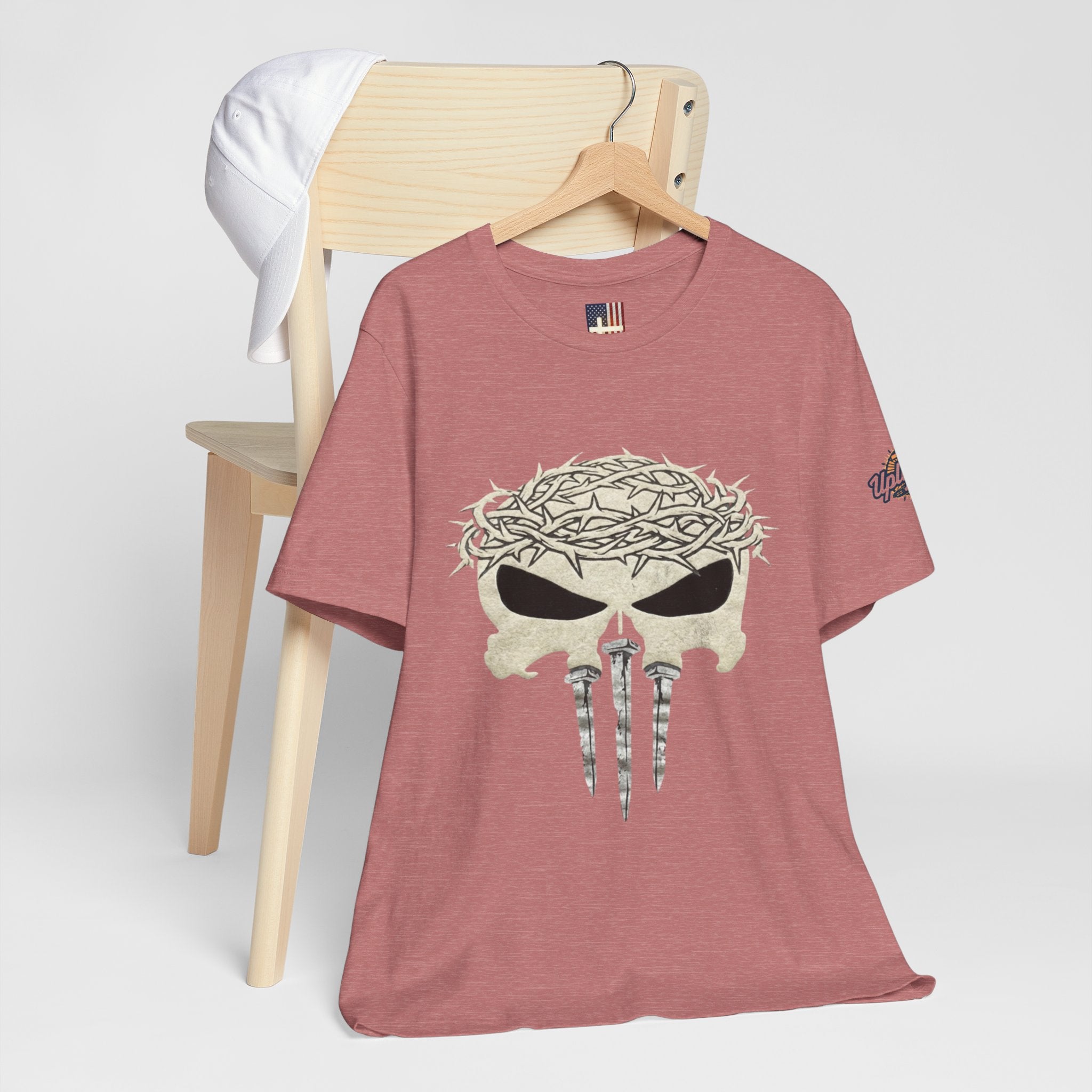 Christian Skull T-shirt - Crown of Thorns & Nails - Warrior Faith T-shirt Printify