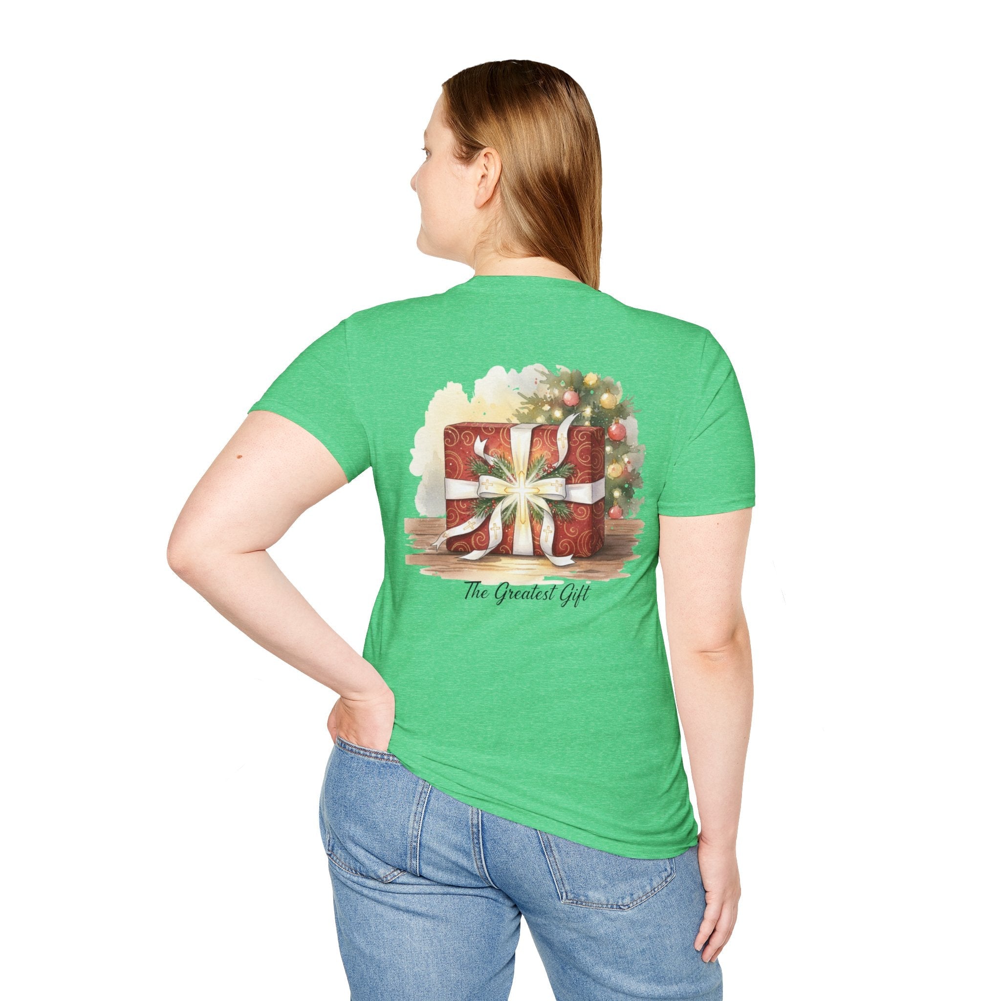 The Greatest Gift T-shirt – Cross Bow Present Christian T-shirt for Christmas Salvation & Eternal Faith Printify