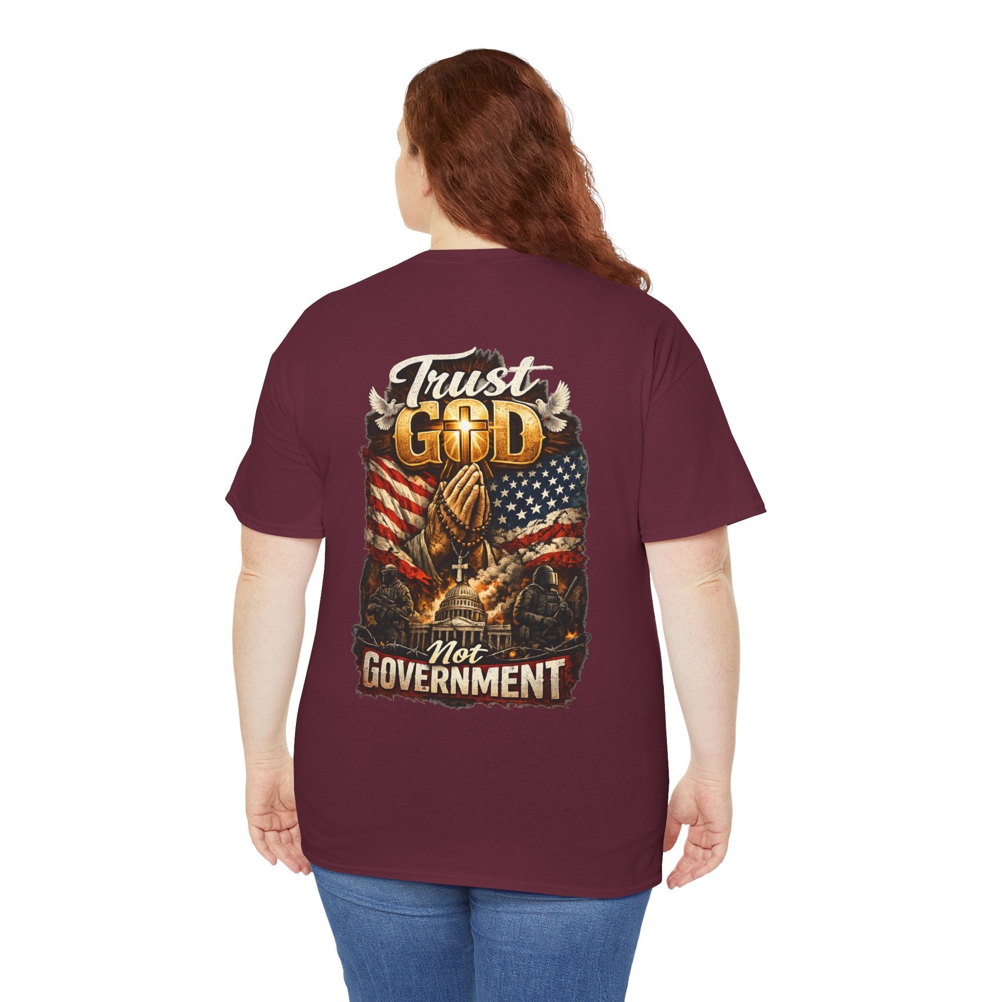 Trust God Not Government T-Shirt — Vintage Patriotic Christian Tee Printify