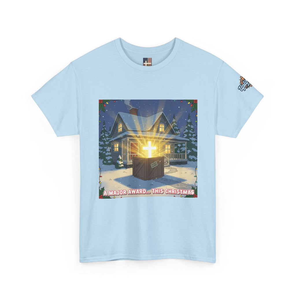 A Major Award This Christmas T-shirt – Fragile Leg Lamp Parody Cross Unboxing Christian T-shirt for Hilarious Faith & Holiday Glow Printify