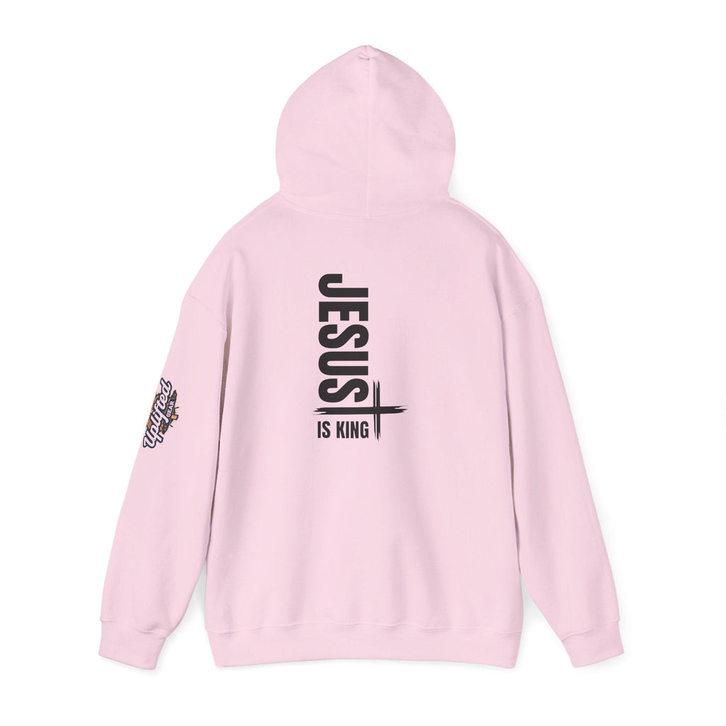 Jesus Is King Hoodie | Modern Typographic Cross Christian Hoodie Printify