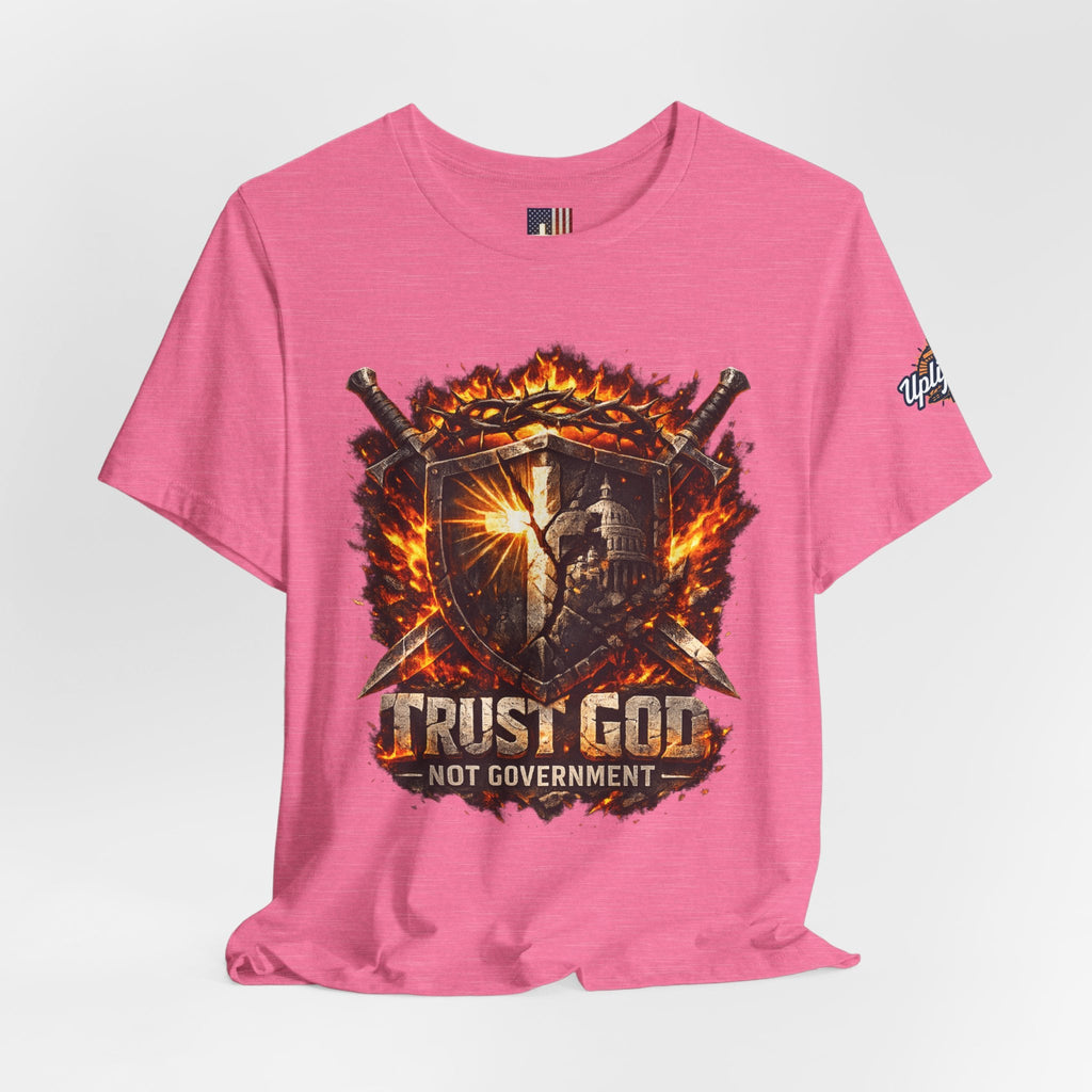 Trust God Not Government Shield Tee — Patriotic Christian Faith T-Shirt Printify