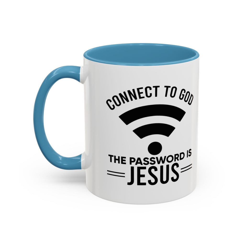 Connect to God Coffee Mug — "WIFI Password is Jesus" Funny Christian Faith Mug Printify