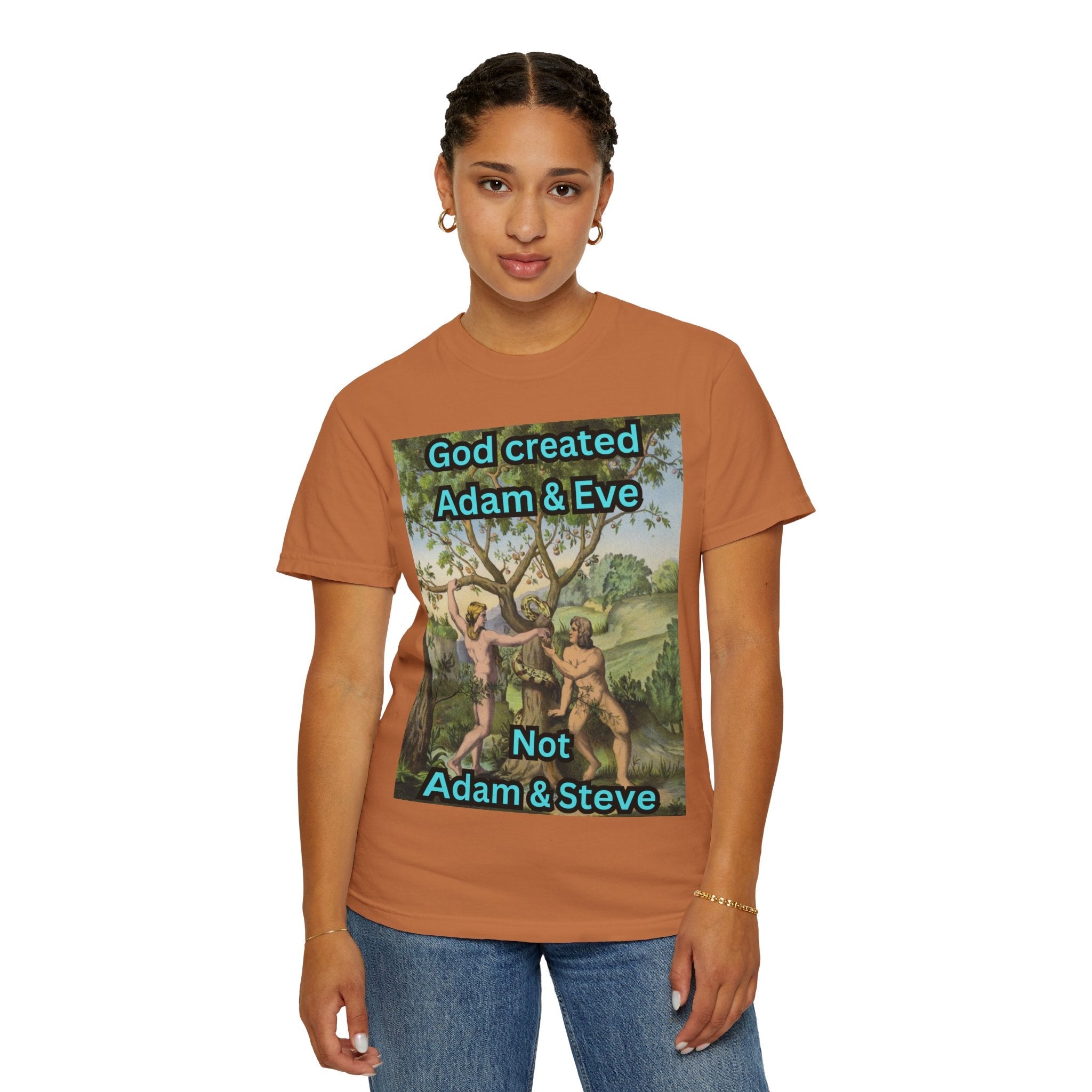 God Created Adam and Eve T-Shirt – Biblical Truth Christian Tee for Bold Faith Printify