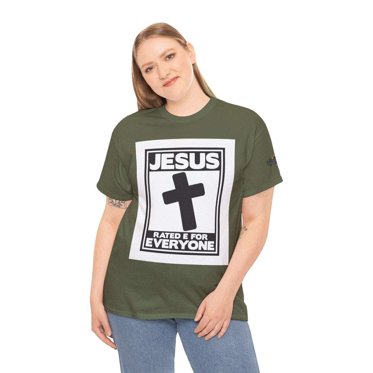 Jesus, Rated E for Everyone T-shirt - Gamer Faith T-shirt - Christian Video Game Parody Printify