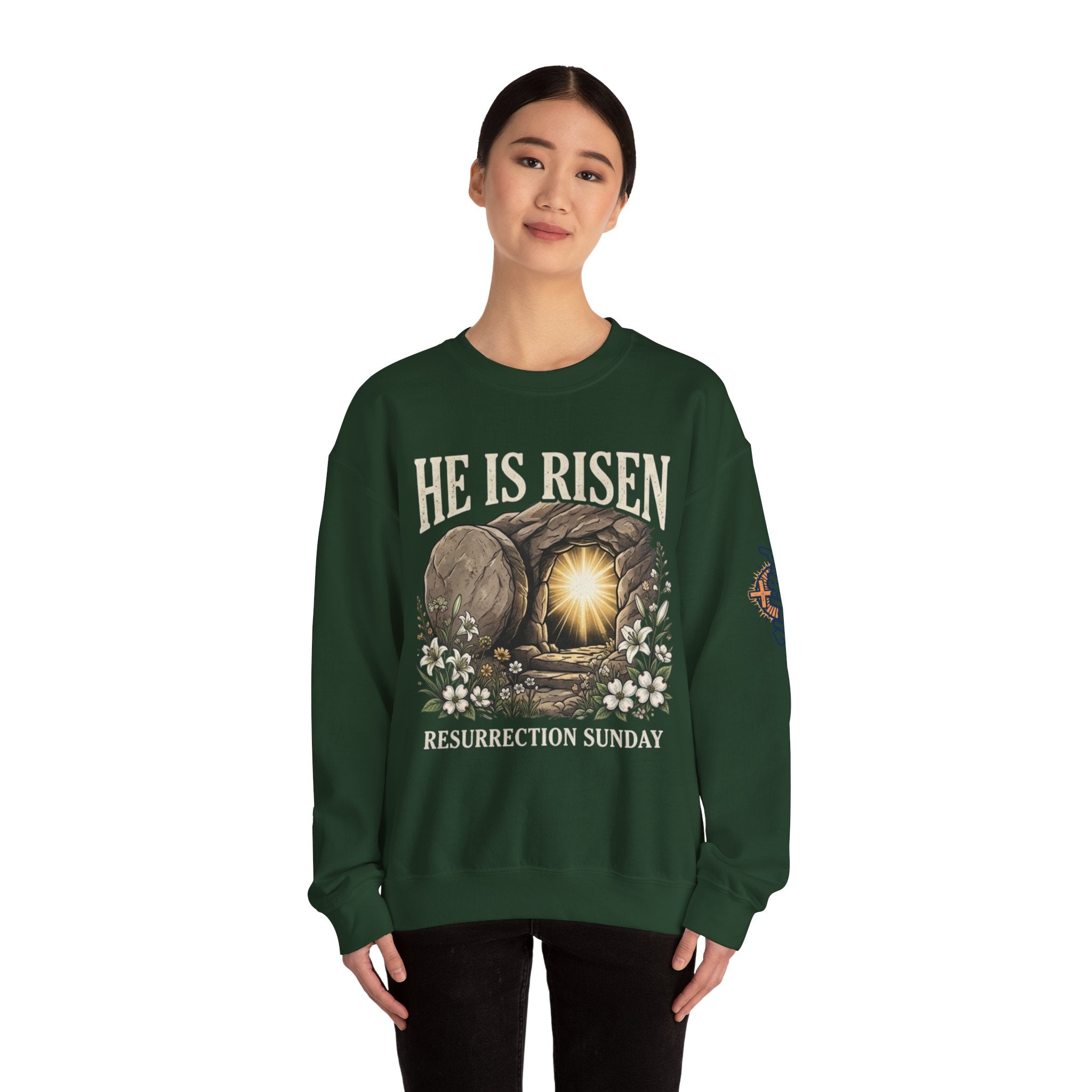 He Is Risen Sweatshirt — Jesus Christ Resurrection Easter Sweatshirt Printify