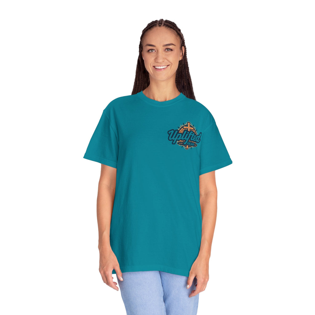 Joy to the World T-shirt – Wreath Earth Nativity Christian Christmas T-shirt for Isaiah 9:6 Holiday Faith & Festive Joy Printify