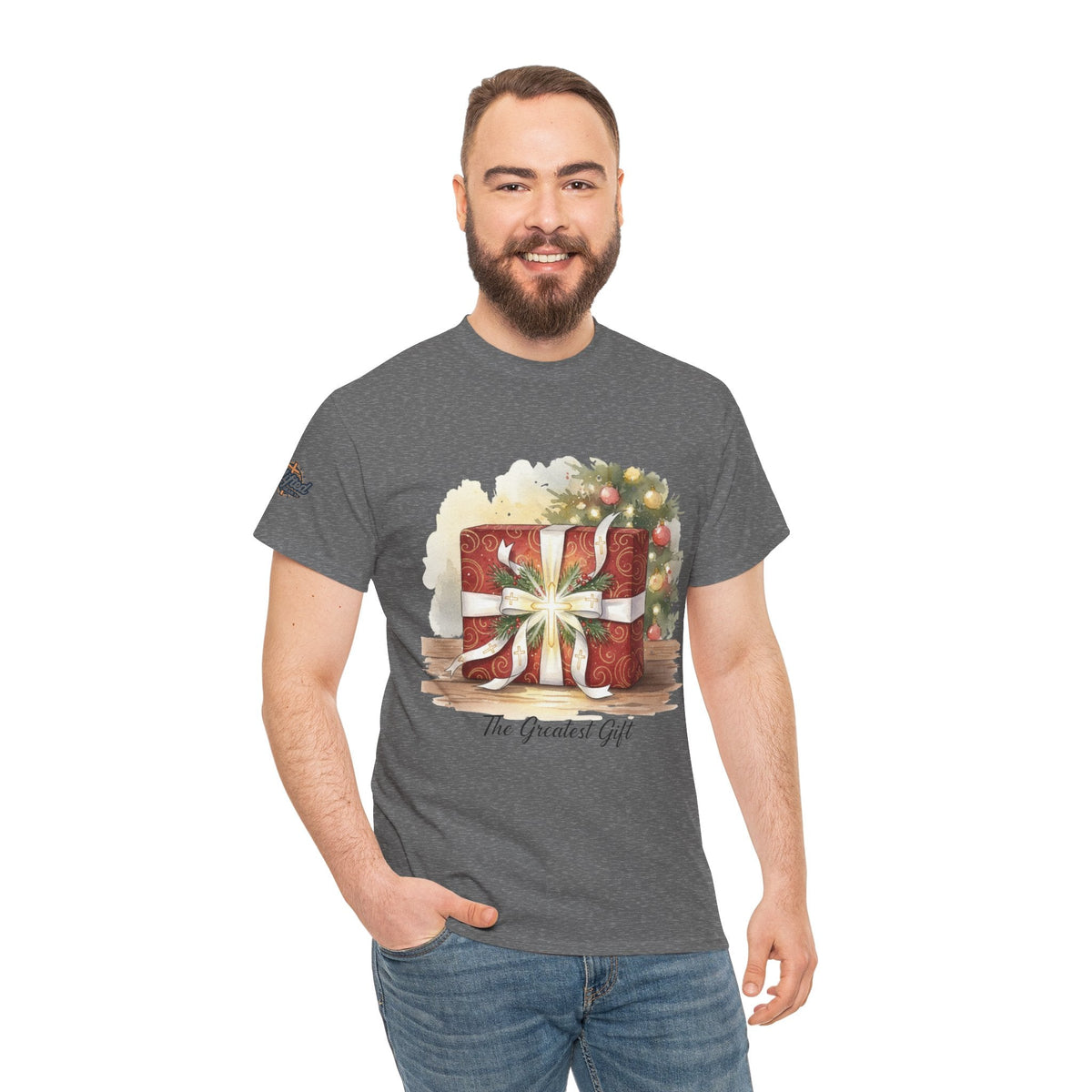 The Greatest Gift T-shirt – Cross Bow Present Christian T-shirt for Christmas Salvation & Eternal Faith Printify