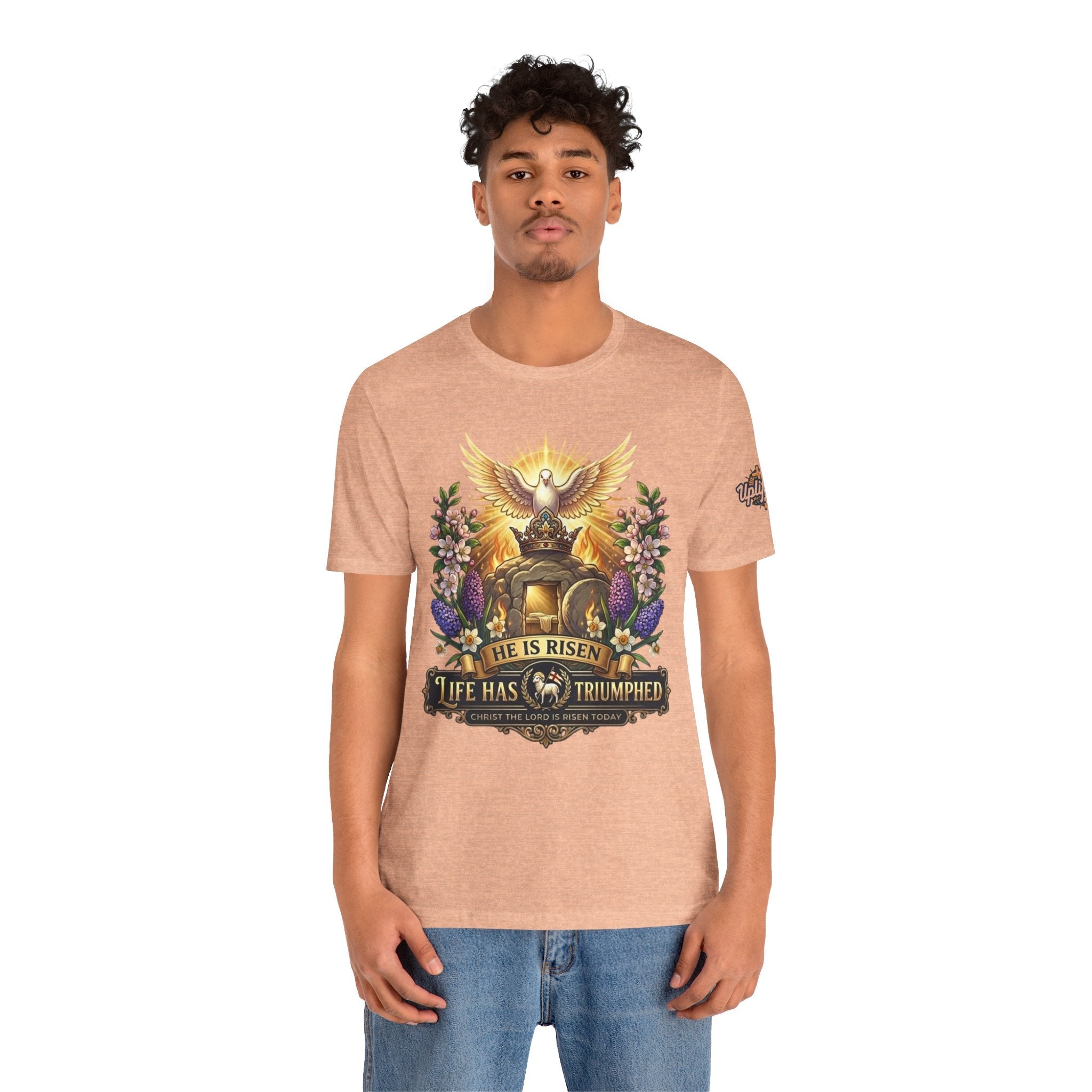 He Is Risen "Life Has Triumphed" T-Shirt — Easter Resurrection Christian Tee Printify