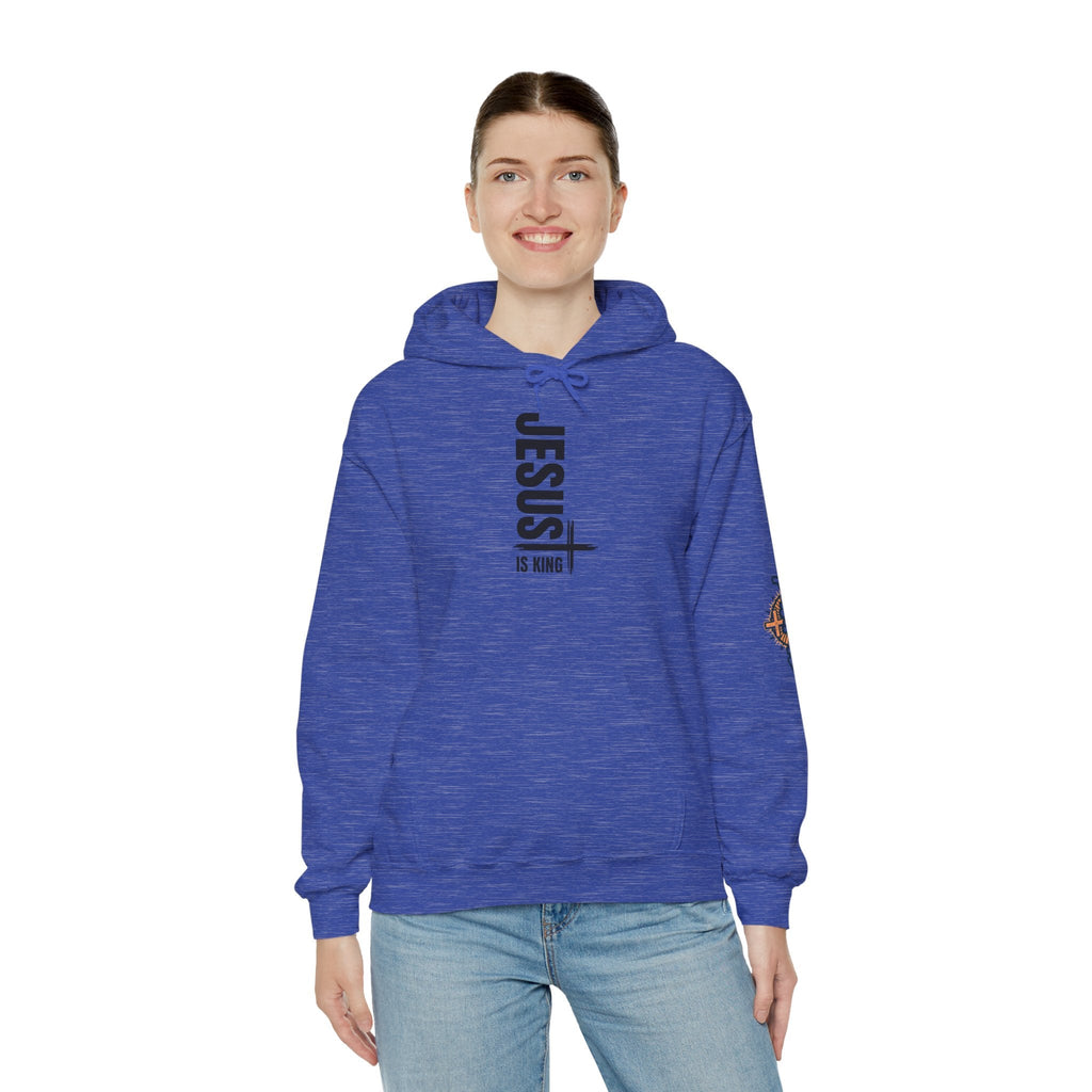 Jesus Is King Hoodie | Modern Typographic Cross Christian Hoodie Printify
