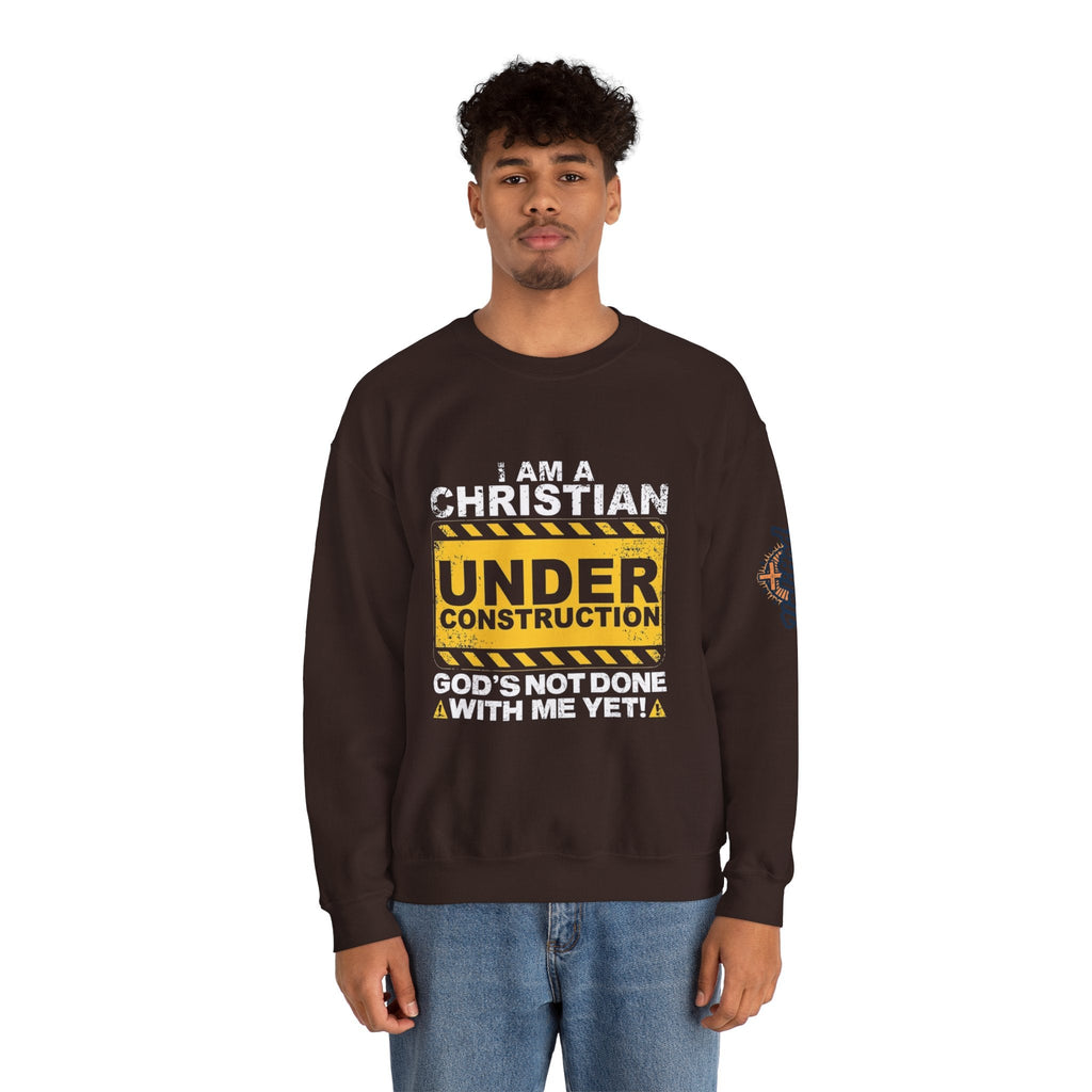 Christian Under Construction Sweatshirt | God Is Not Done With Me Yet Sweatshirt Printify