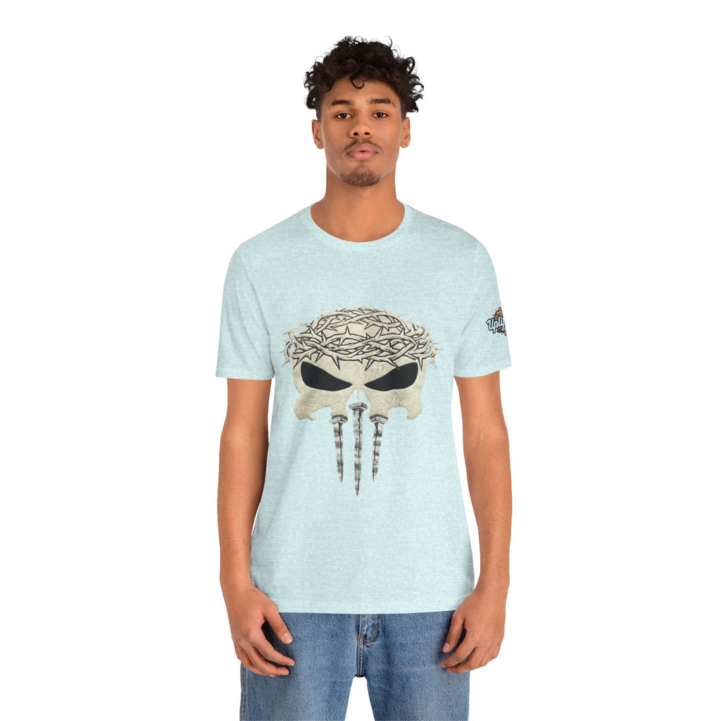 Christian Skull T-shirt - Crown of Thorns & Nails - Warrior Faith T-shirt Printify