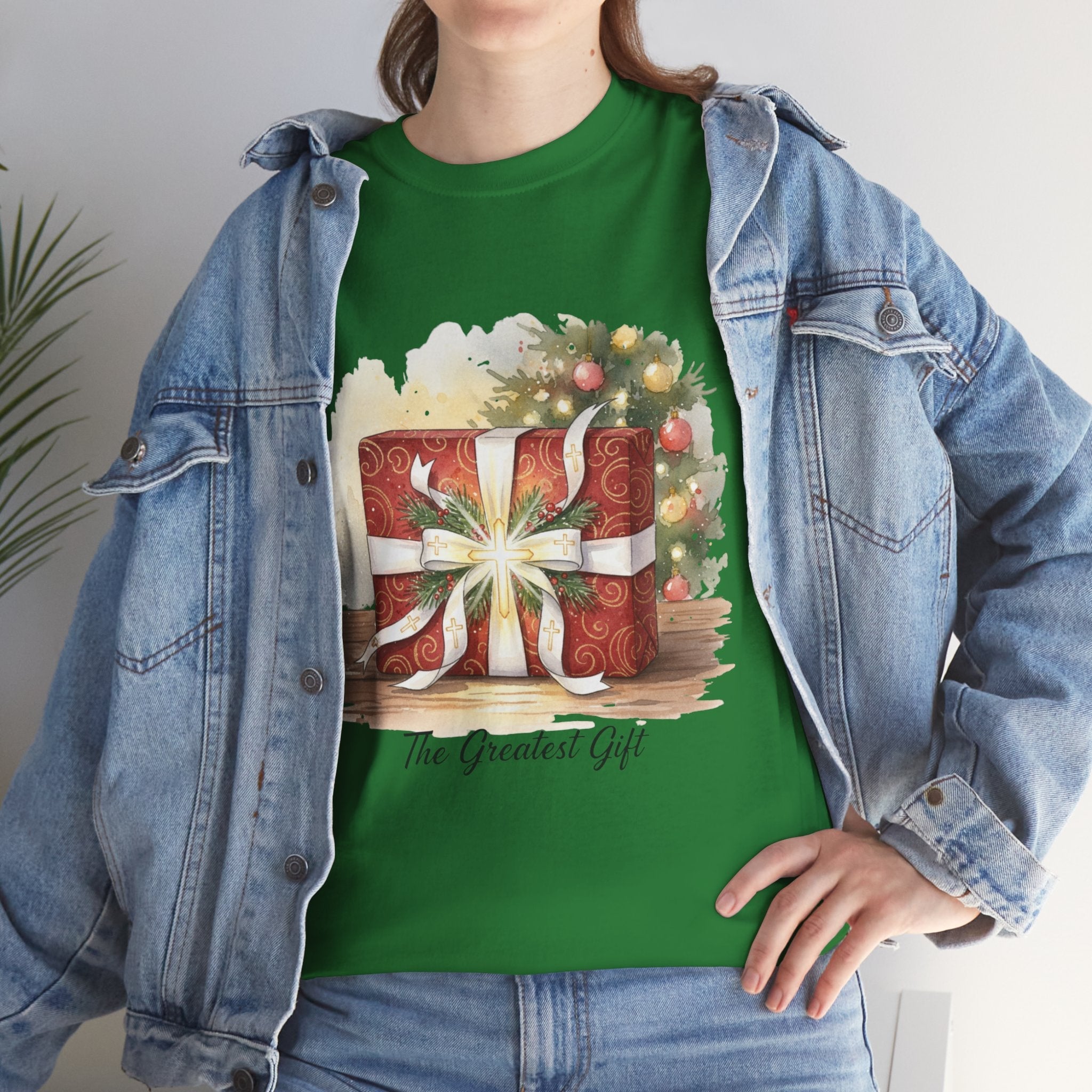 The Greatest Gift T-shirt – Cross Bow Present Christian T-shirt for Christmas Salvation & Eternal Faith Printify