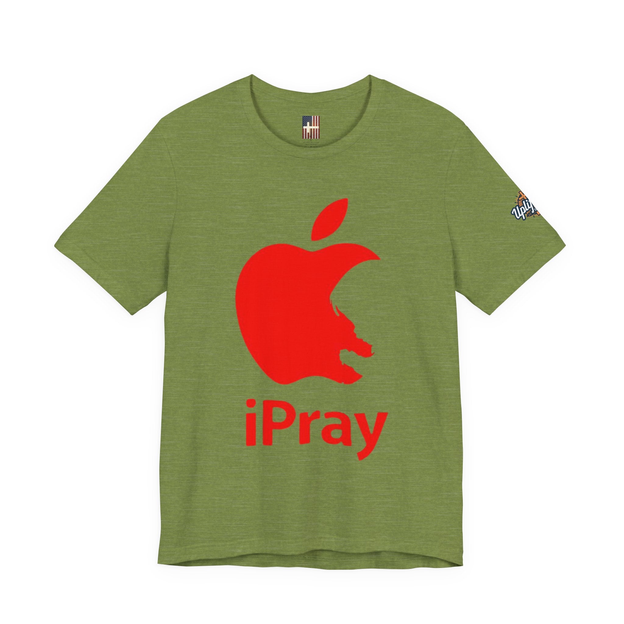iPray Red Apple Christian T-Shirt — Faith Graphic Tee Printify