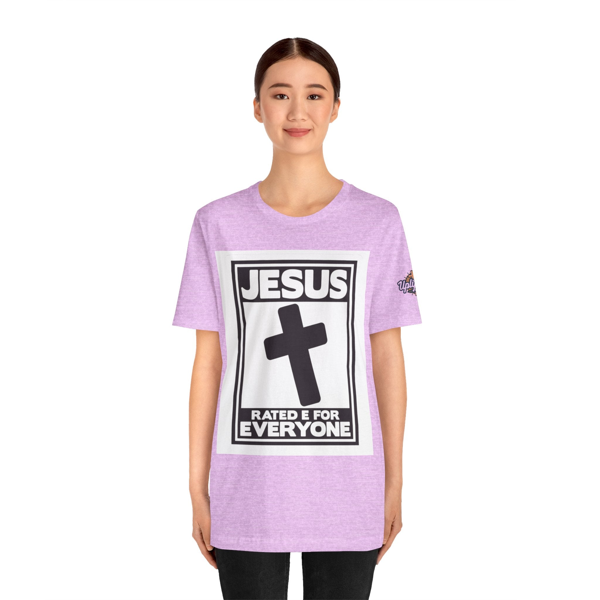 Jesus, Rated E for Everyone T-shirt - Gamer Faith T-shirt - Christian Video Game Parody Printify