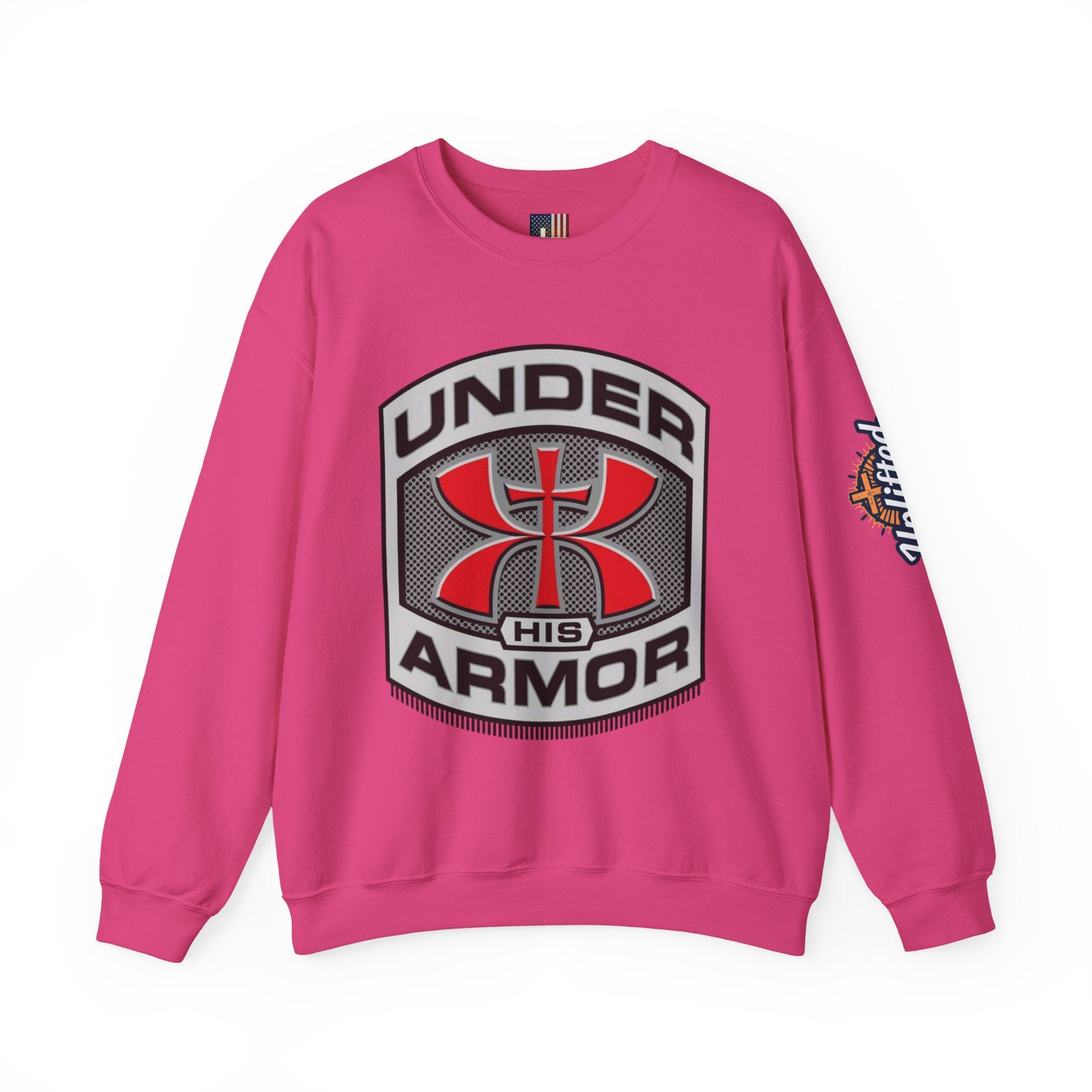 Under His Armor Crewneck Sweatshirt — Christian Faith Graphic Pullover Printify
