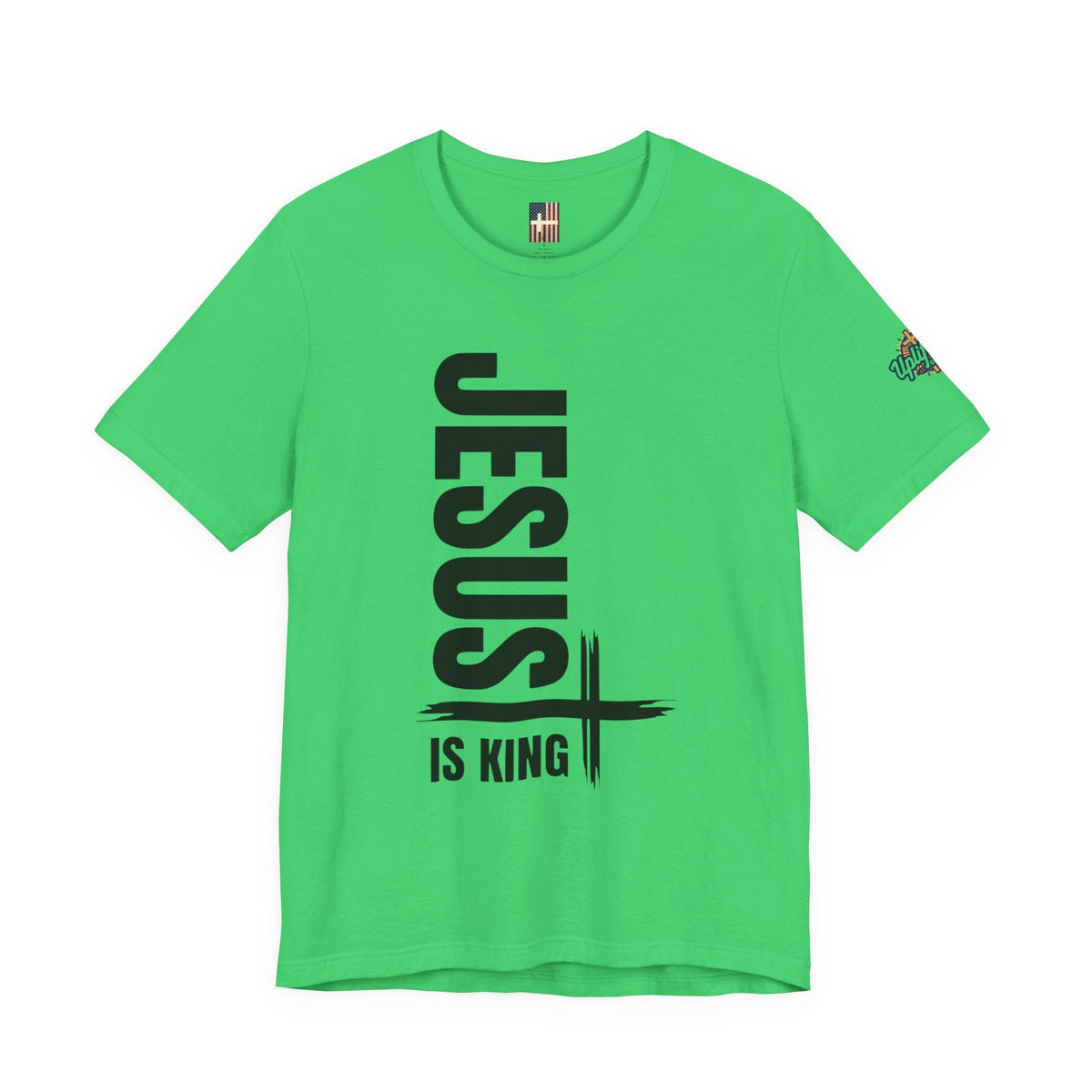 Jesus Is King T-shirt | Modern Typographic Cross Christian T-shirt Printify