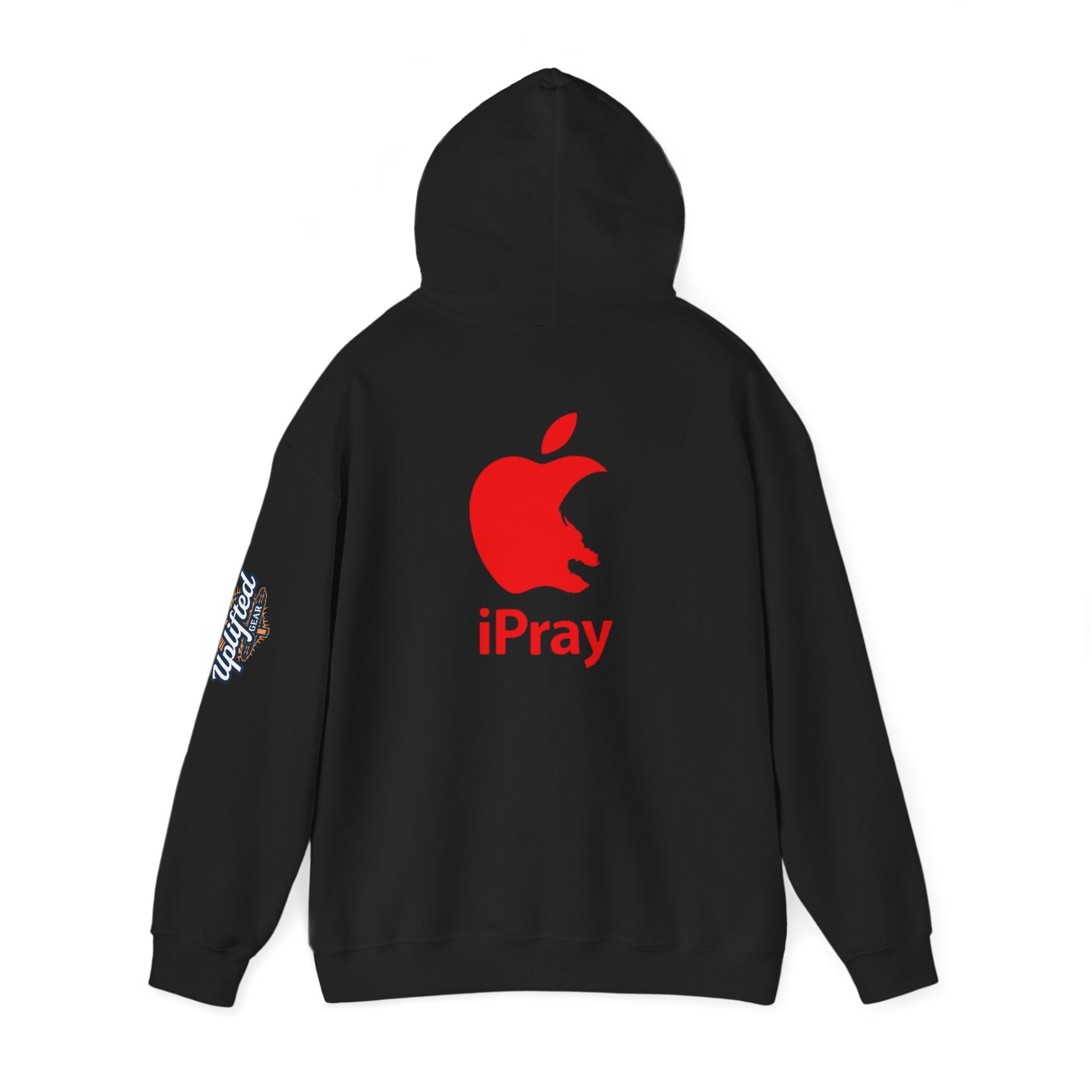iPray Apple Logo Hoodie — Funny Christian Hoodie (Minimal Red Apple Graphic) Printify