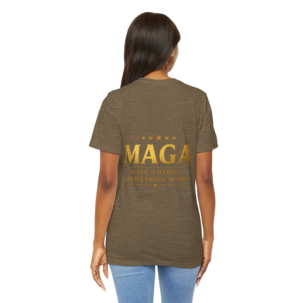 MAGA Gold Letter T-Shirt — "Make America Great Again" Printify