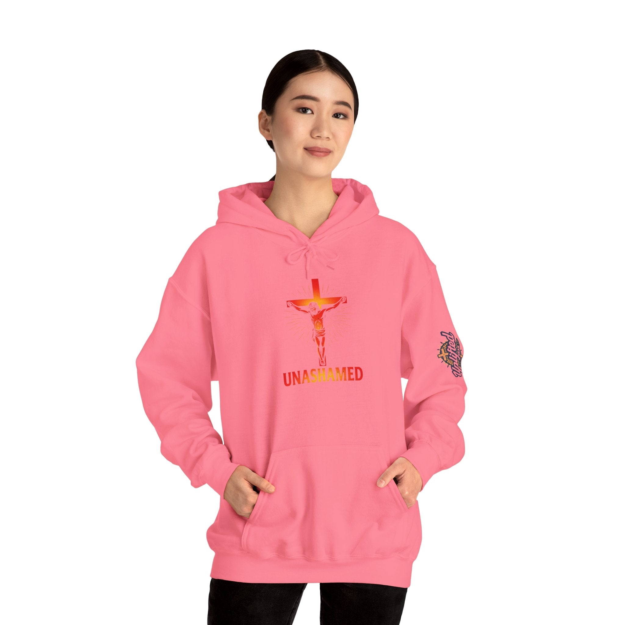 Unashamed Hoodie – Romans 1:16 Crucifixion Christian Sweatshirt for Bold Unwavering Faith Printify