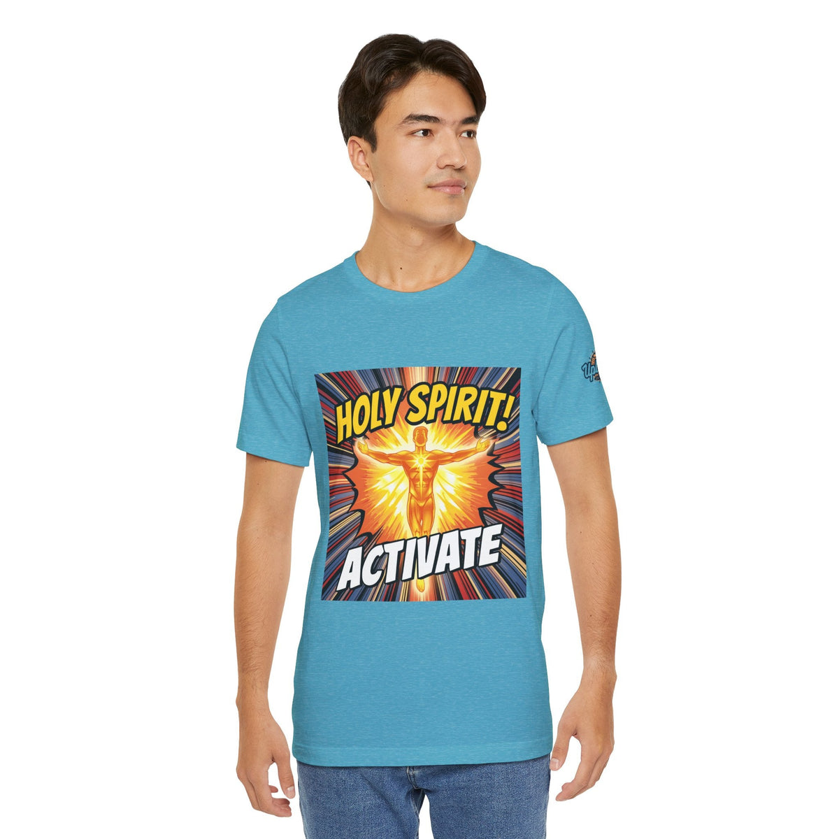 Holy Spirit Activate T-shirt – Superhero Christian T-shirt with Vibrant Power-Up Design for Faith-Fueled Boldness Printify
