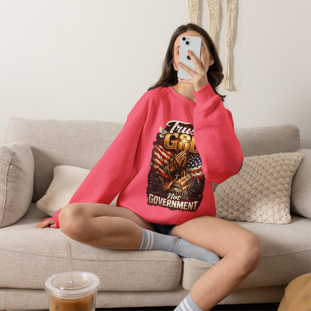 Trust God Not Government Sweatshirt — Vintage Patriotic Christian Sweatshirt Printify