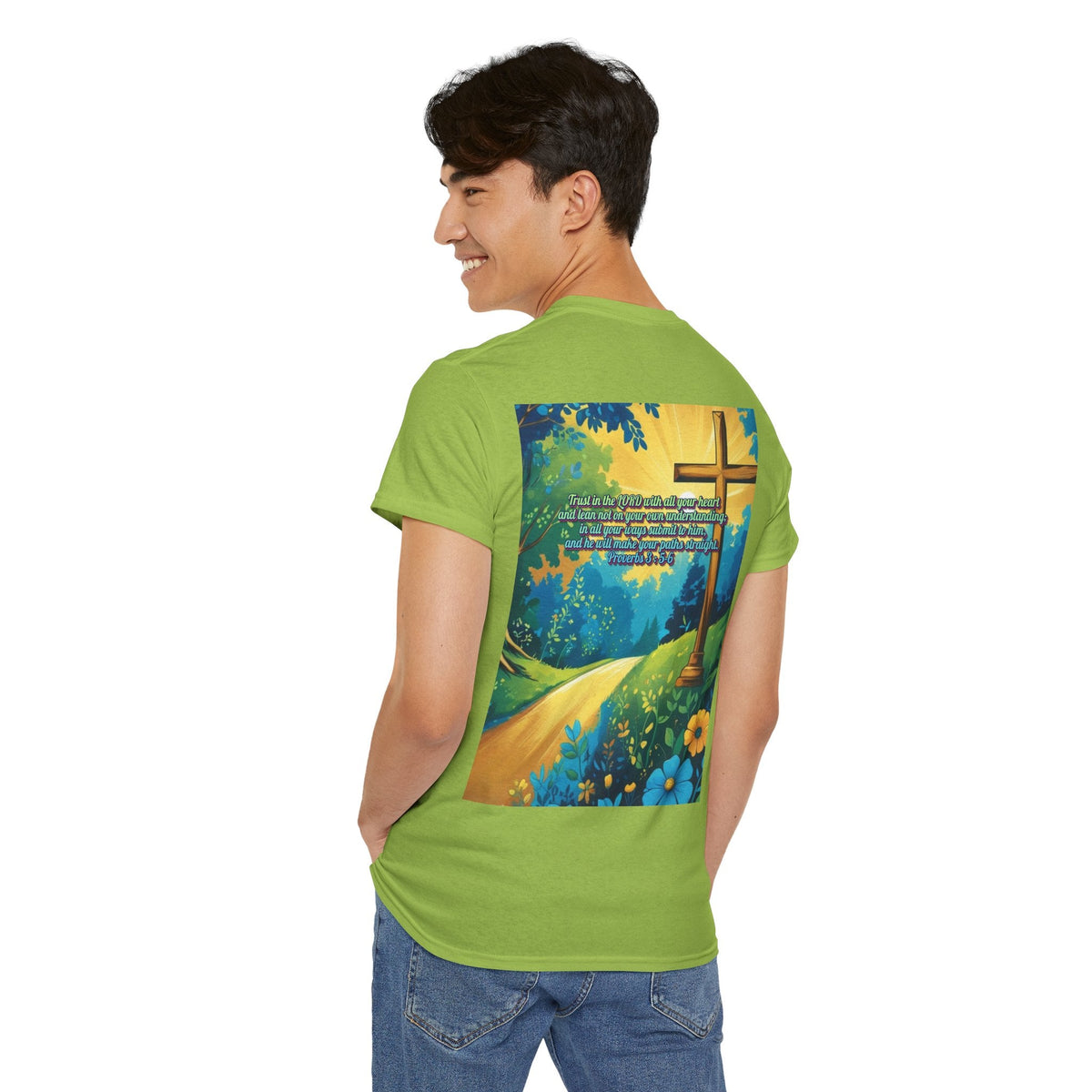 Trust in The Lord Proverbs 3:5-6 Biblical Design Unisex Heavy Cotton Tee Printify