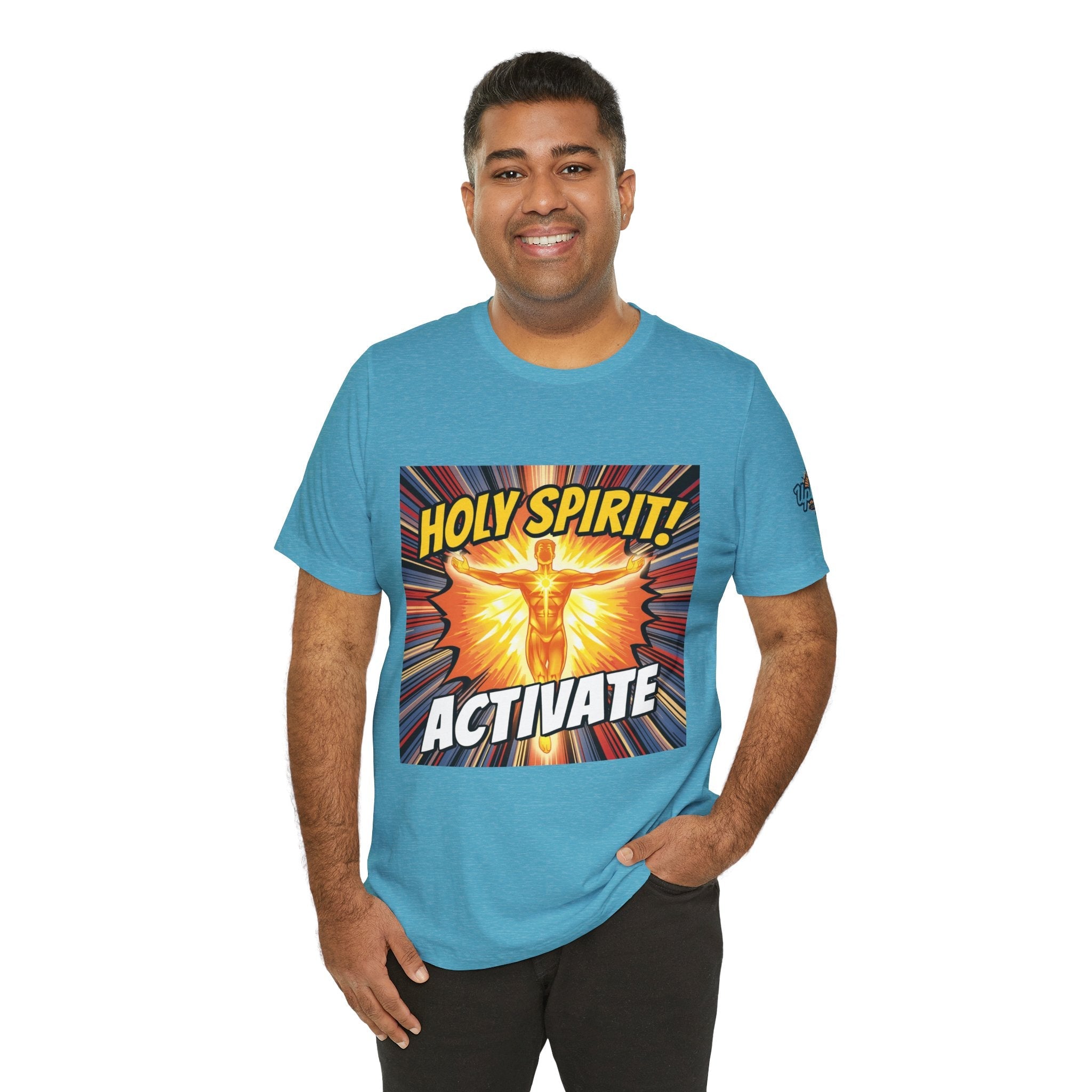Holy Spirit Activate T-shirt – Superhero Christian T-shirt with Vibrant Power-Up Design for Faith-Fueled Boldness Printify