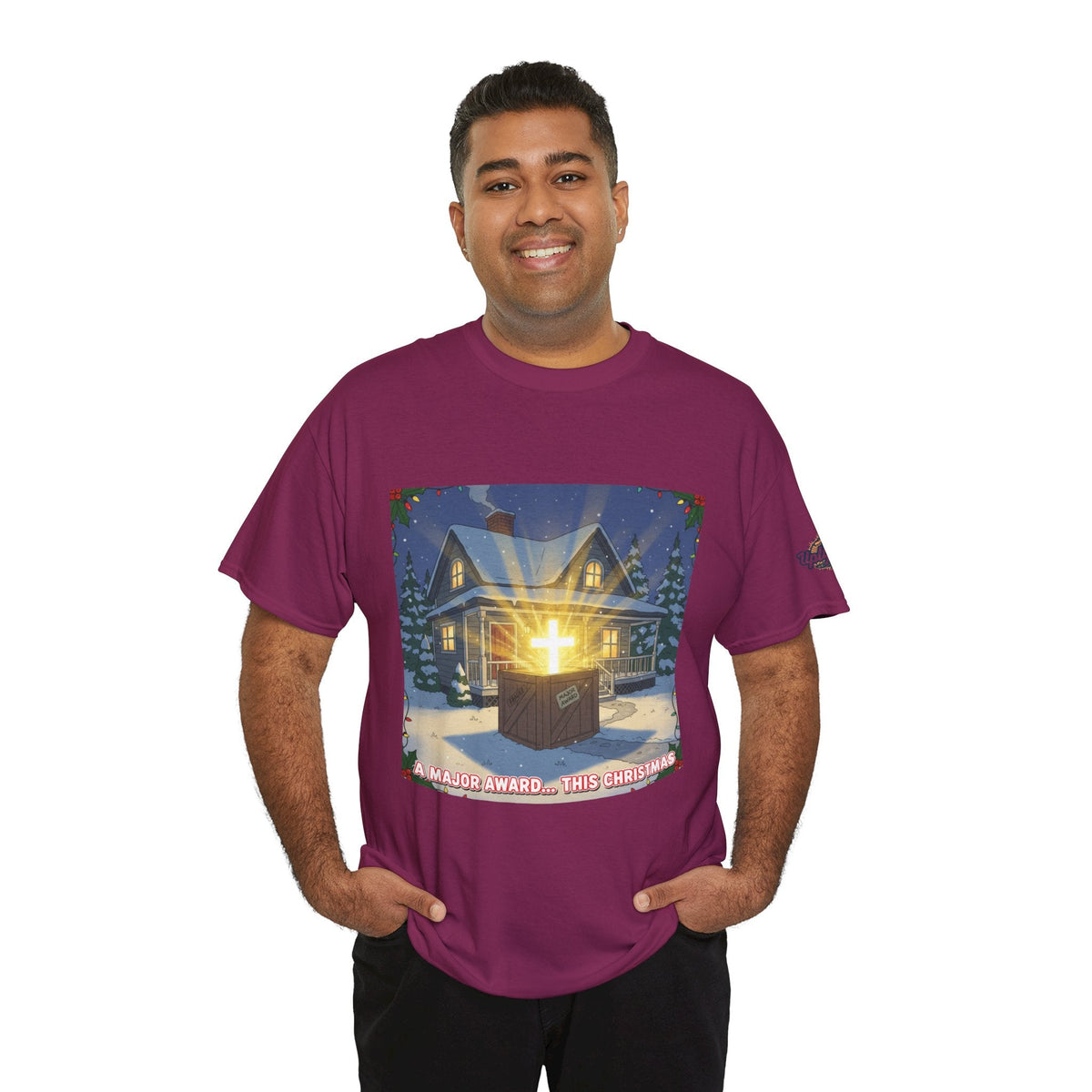 A Major Award This Christmas T-shirt – Fragile Leg Lamp Parody Cross Unboxing Christian T-shirt for Hilarious Faith & Holiday Glow Printify