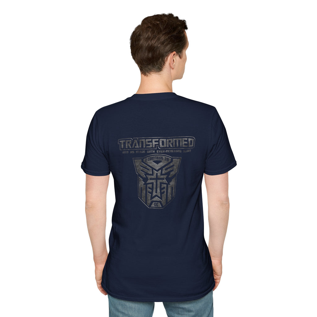 Transformer Logo Christian T-shirt | 2 Corinthians 3:18 Bible Verse T-shirt Printify