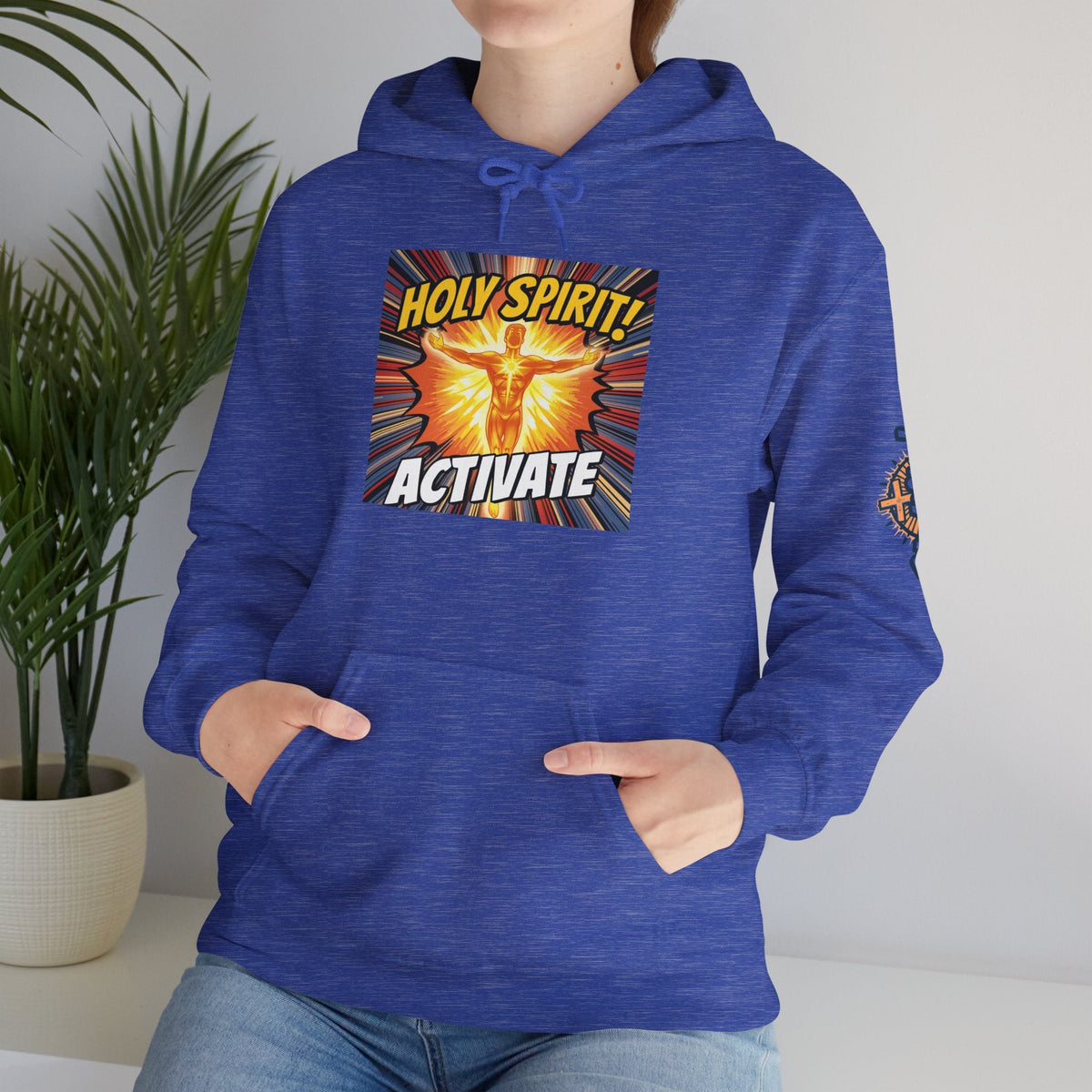 Holy Spirit Activate Hoodie – Superhero Christian Sweatshirt with Vibrant Power-Up Design for Faith-Fueled Boldness Printify