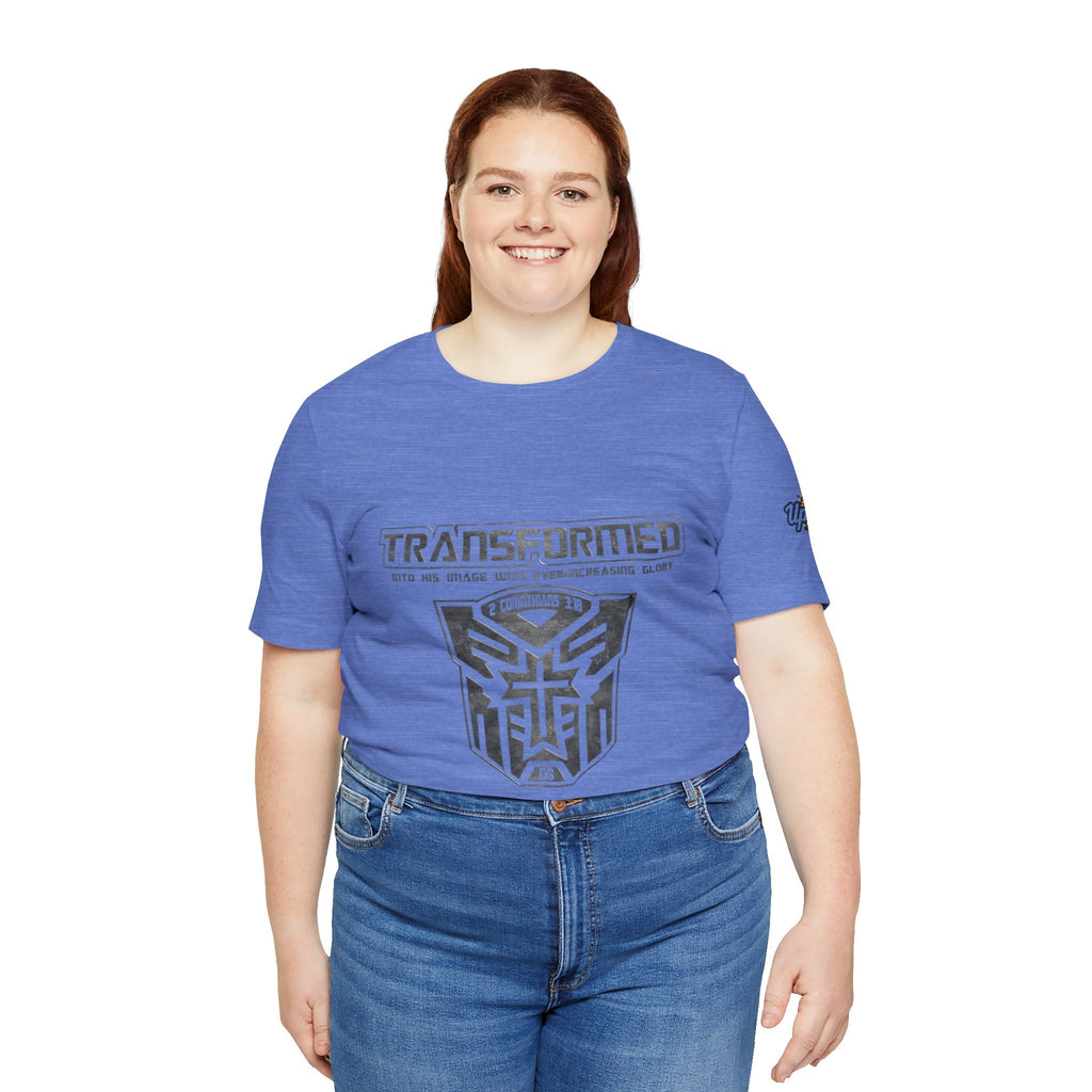 Transformer Logo Christian T-shirt | 2 Corinthians 3:18 Bible Verse T-shirt Printify