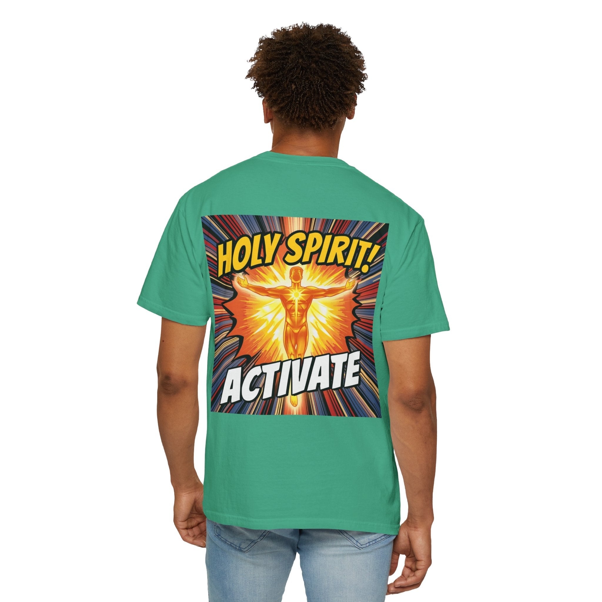 Holy Spirit Activate T-shirt – Superhero Christian T-shirt with Vibrant Power-Up Design for Faith-Fueled Boldness Printify